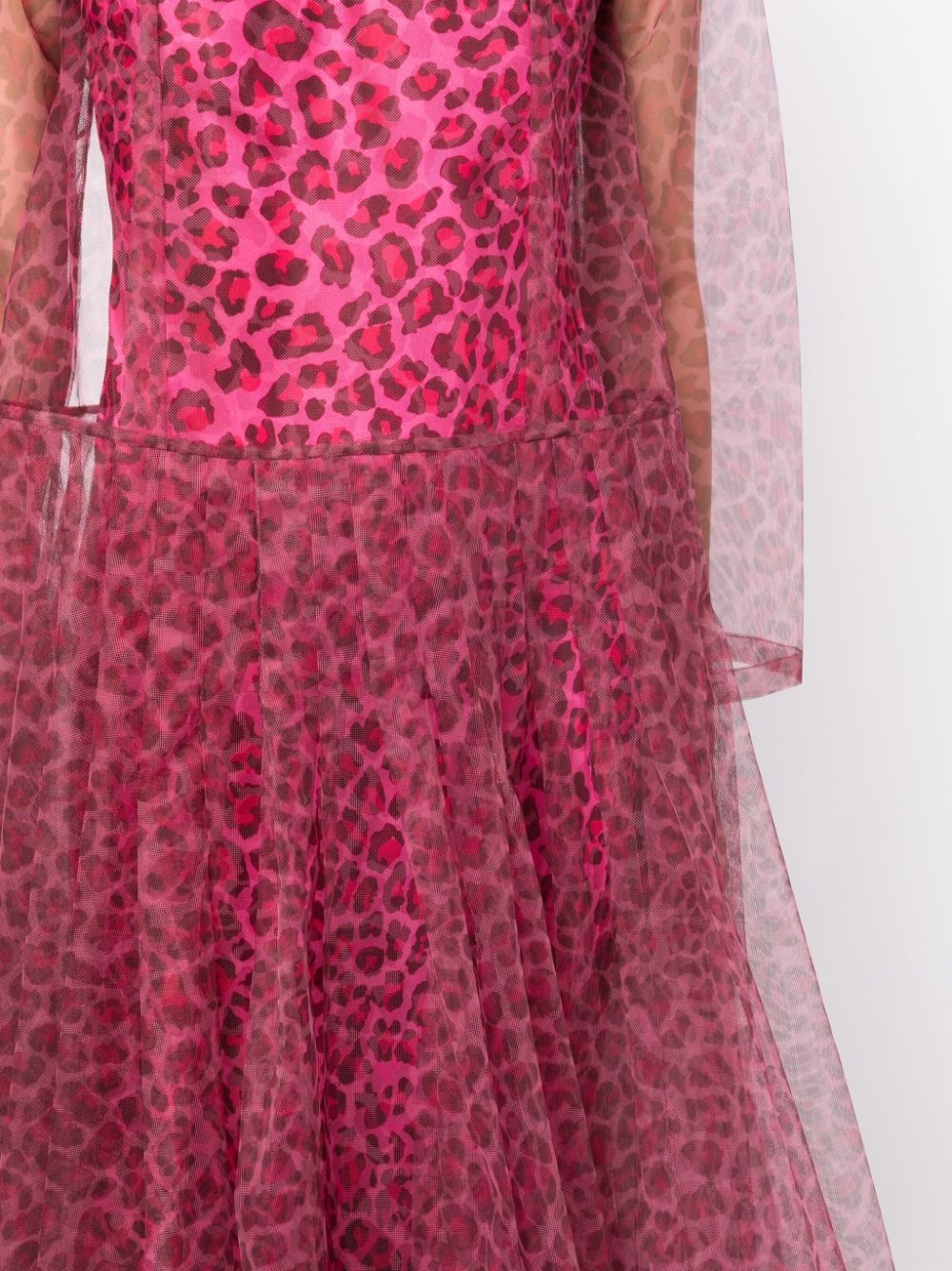 leopard-print tulle midi dress - 5