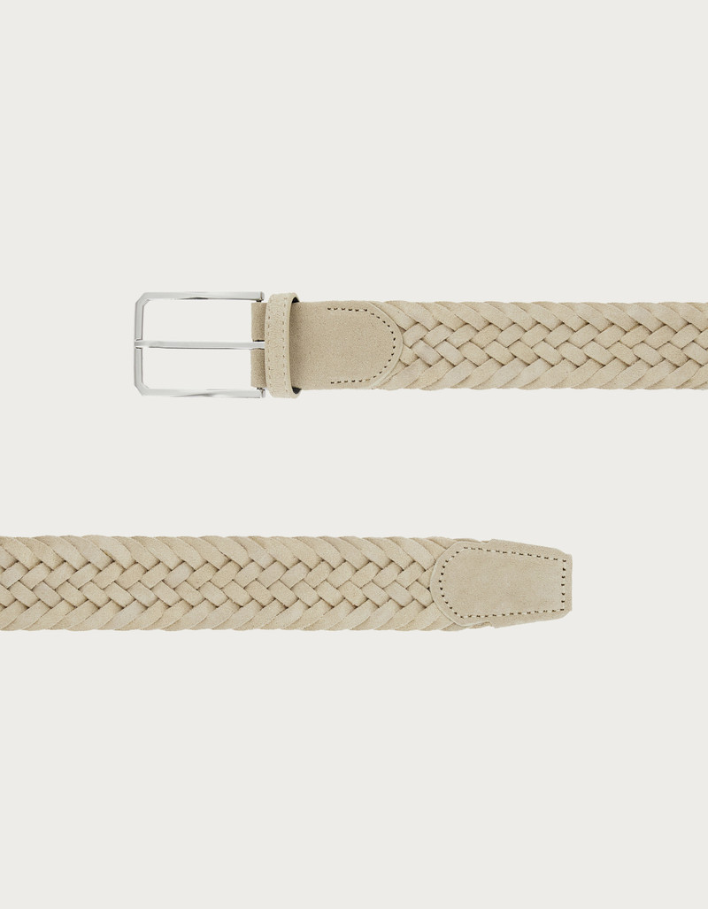 Canali SAND-COLOURED BRAIDED SUEDE BELT outlook