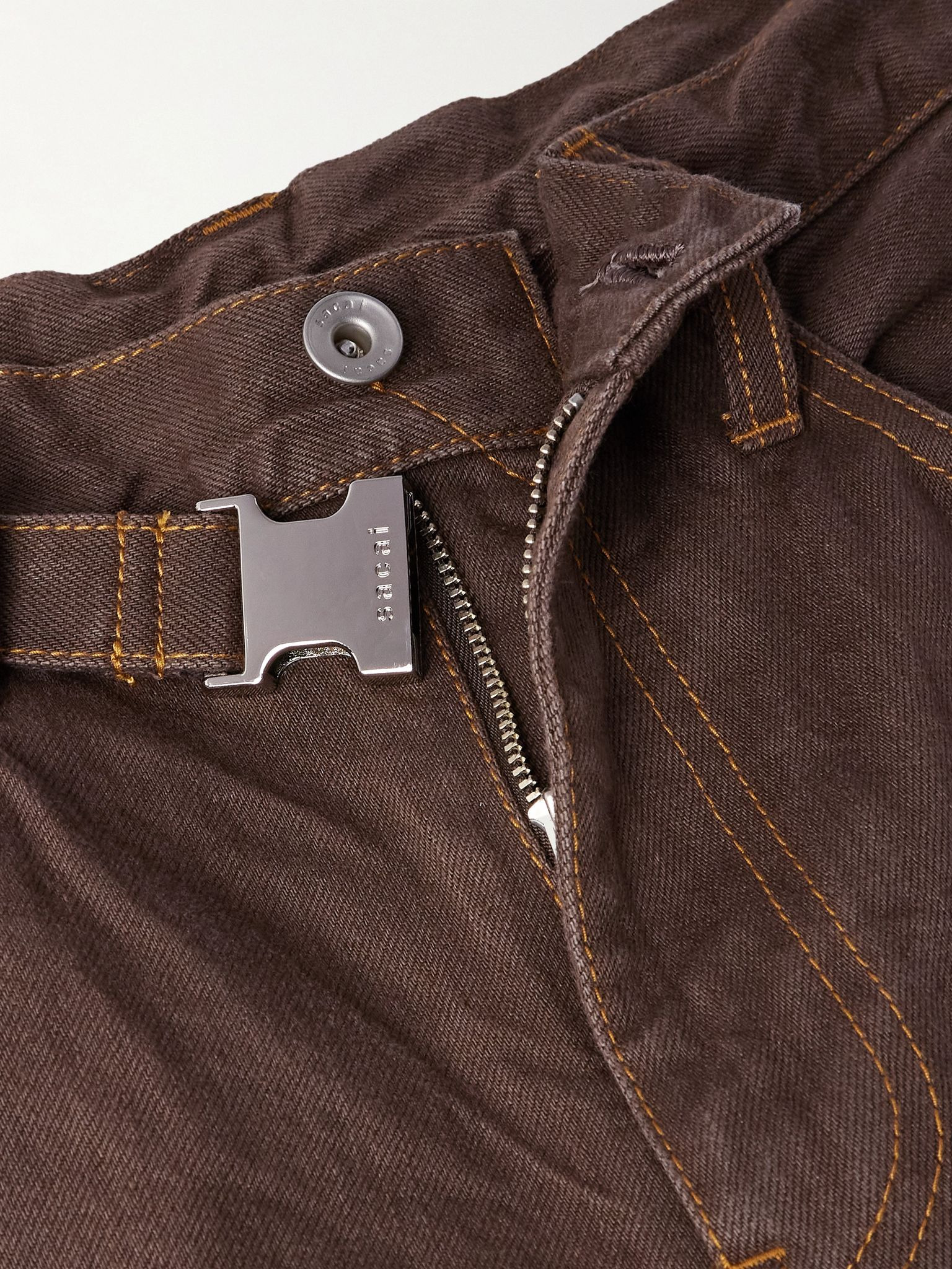 Belted Straight-Leg Jeans Brown - 6