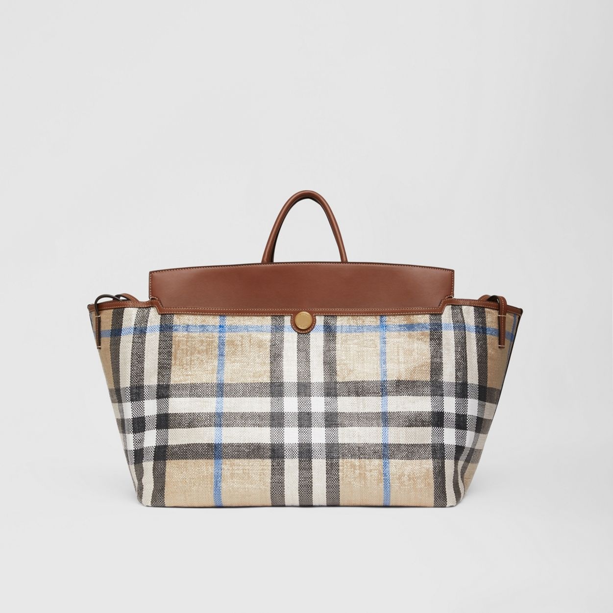 Woven Check and Leather Society Holdall - 8