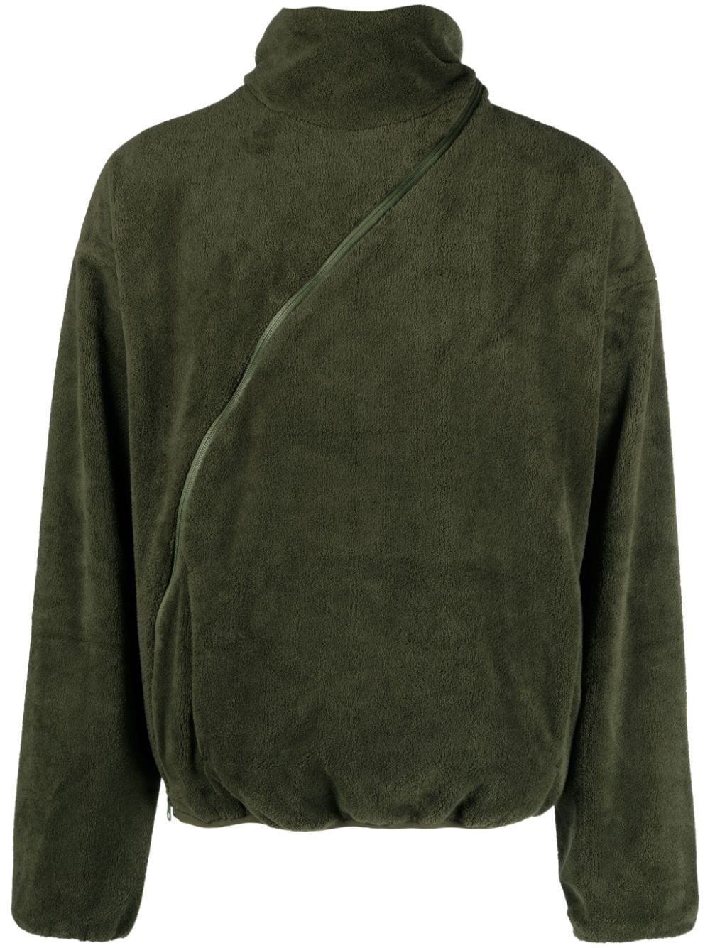asymmetric-zip fleece hoodie - 1