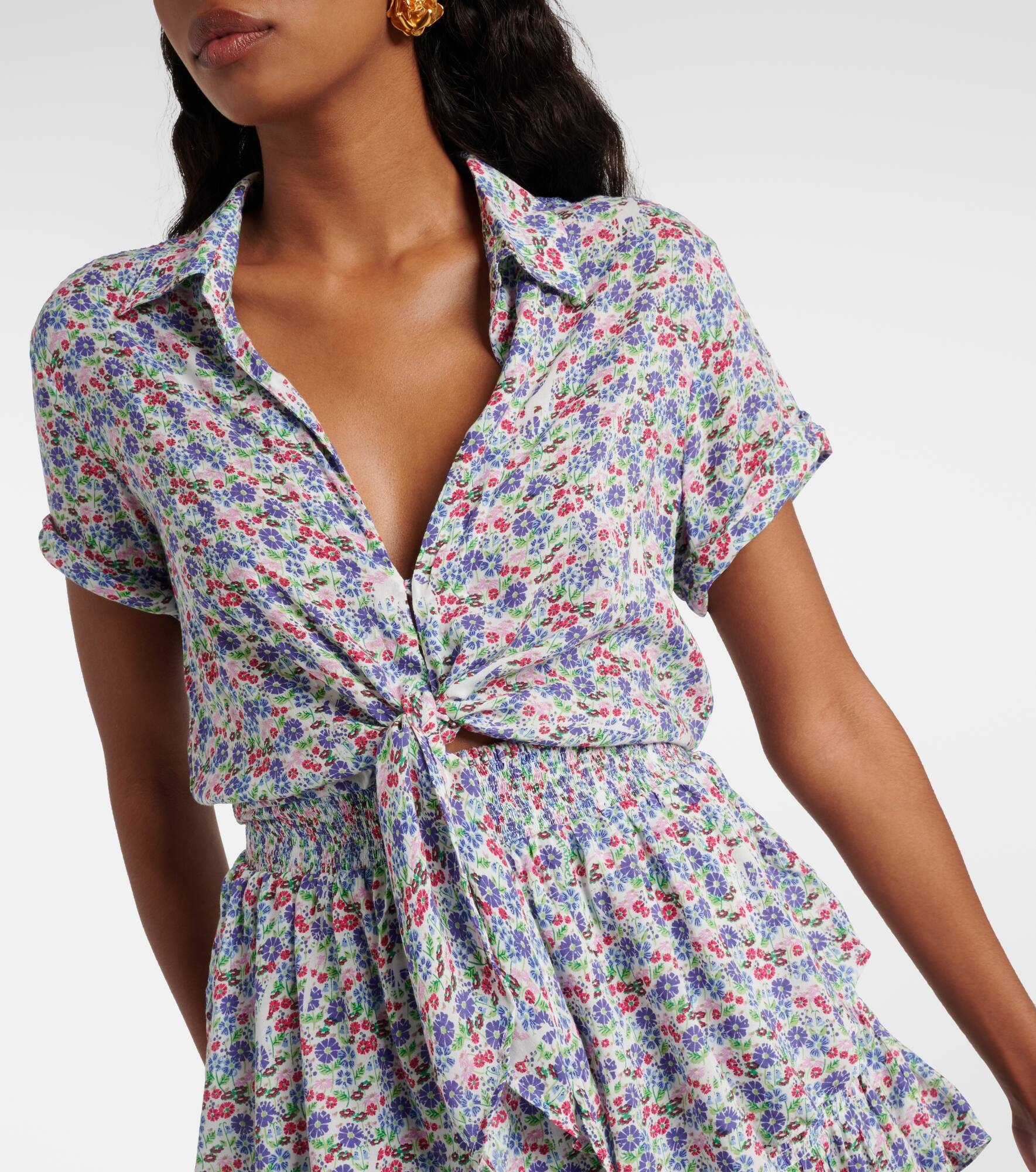 Branda floral tiered shirt dress - 4