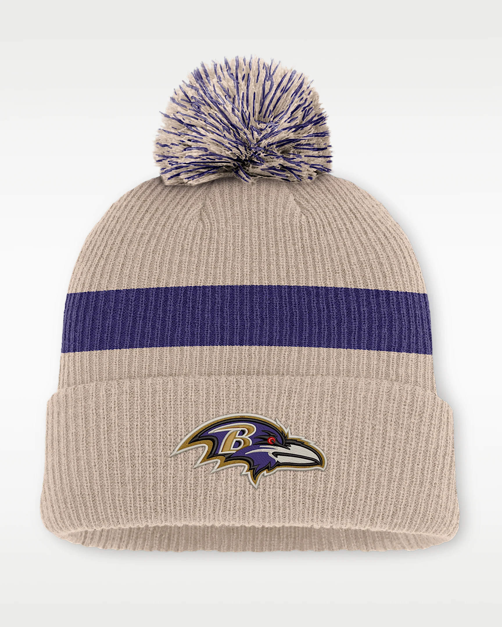 Baltimore Ravens Rewind Peak Men's Nike NFL Cuffed Pom Beanie - 1