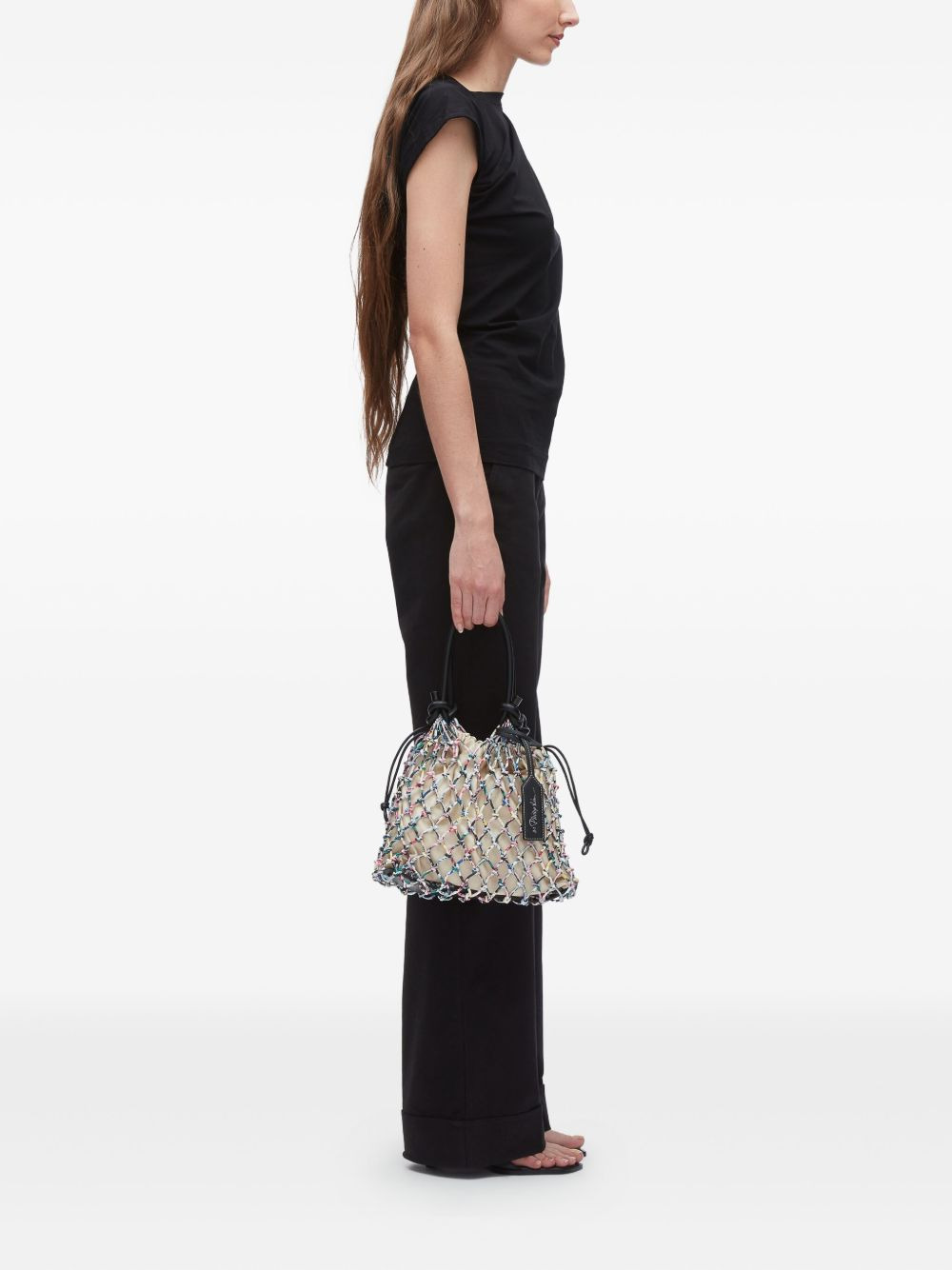 Sac net-pattern drawstring tote bag - 2
