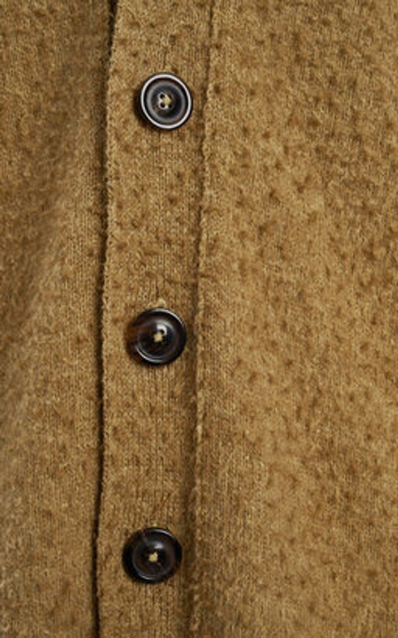 Maison Margiela Textured Knit Wool-Cotton Cardigan green outlook