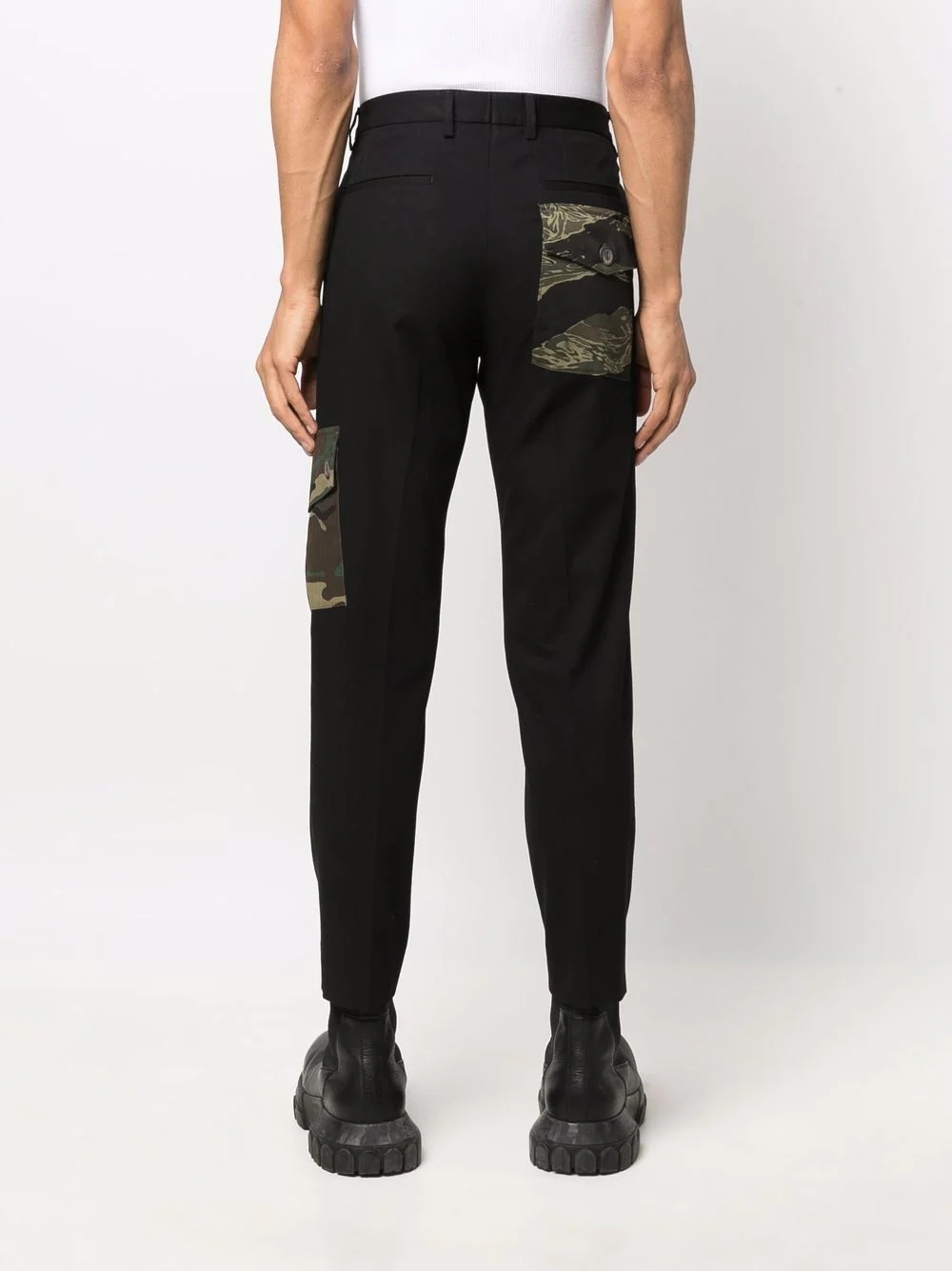 camouflage-panel tapered trousers - 4