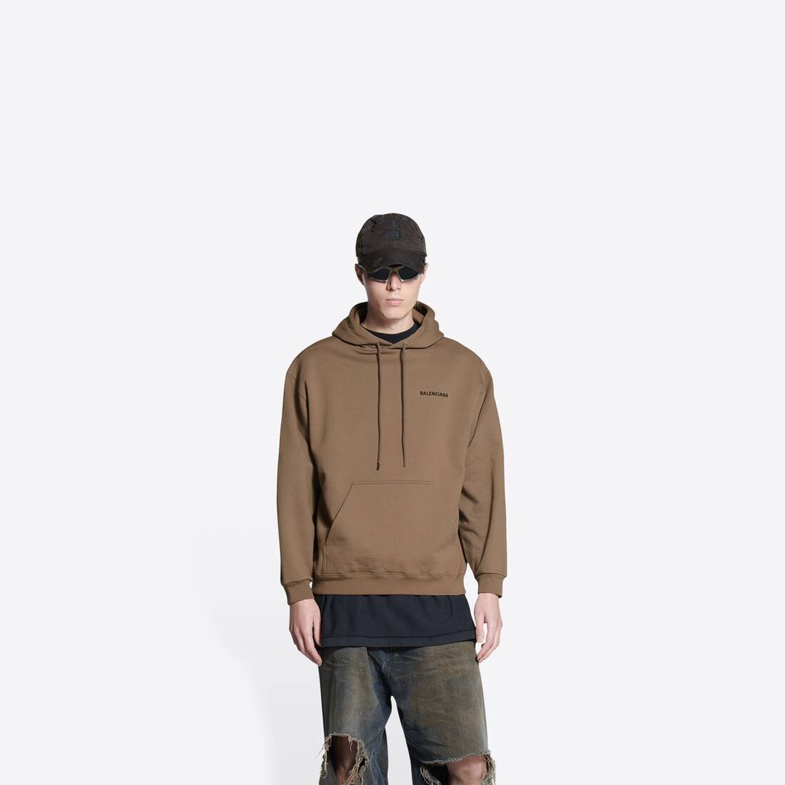 Men's Balenciaga Hoodie Regular Fit in Beige - 3