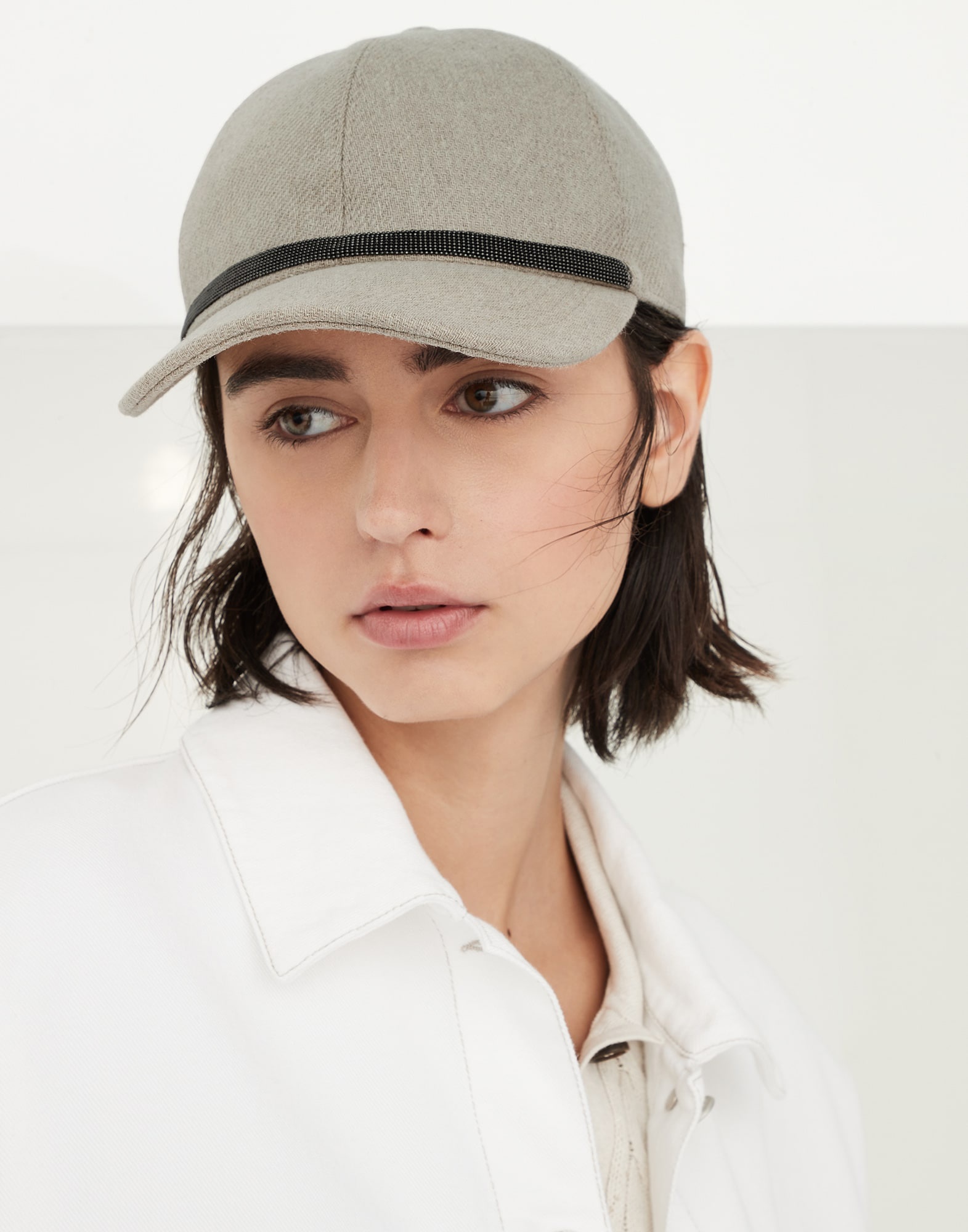 Linen and cotton gabardine baseball cap with shiny band - 3