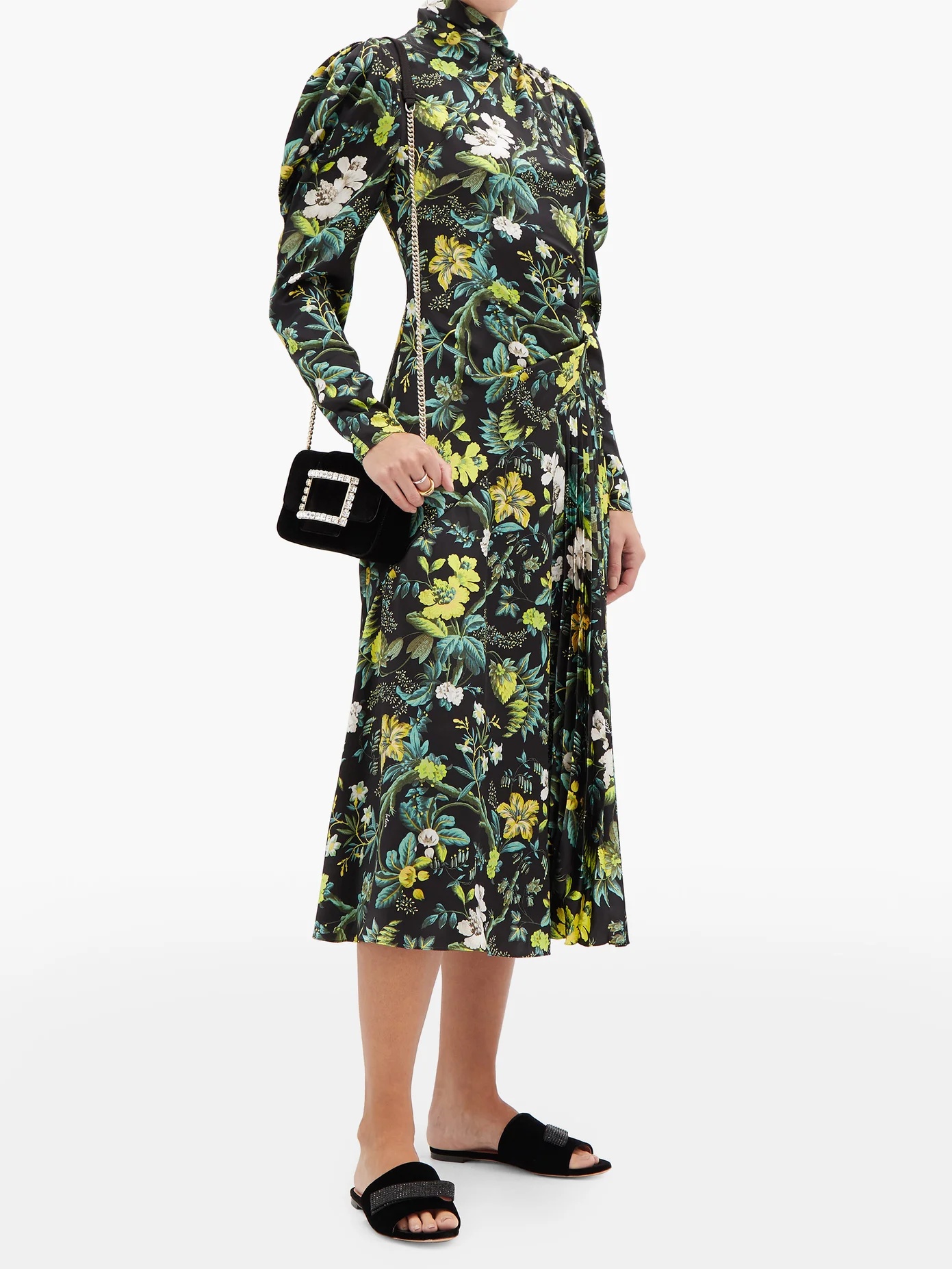 Irwin pleated floral-print silk-satin midi dress - 2