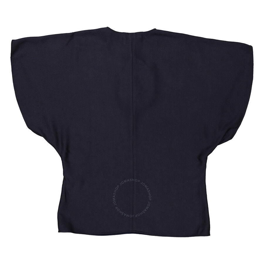 Chloe Ladies Ink Navy Silk Short Sleeve Top - 5