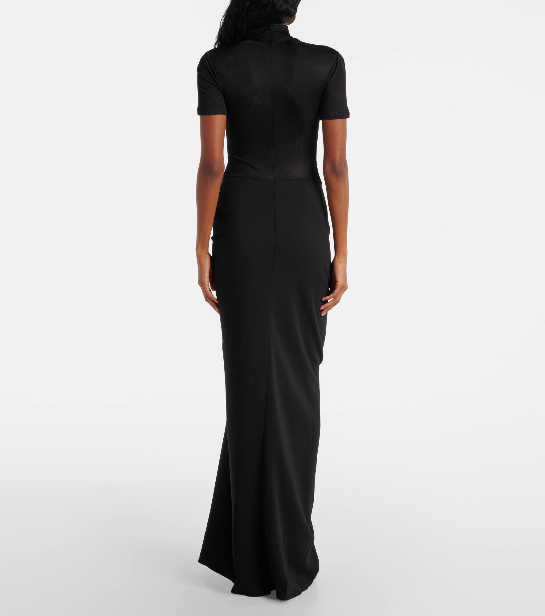 Fusion gathered jersey and crêpe maxi dress - 3