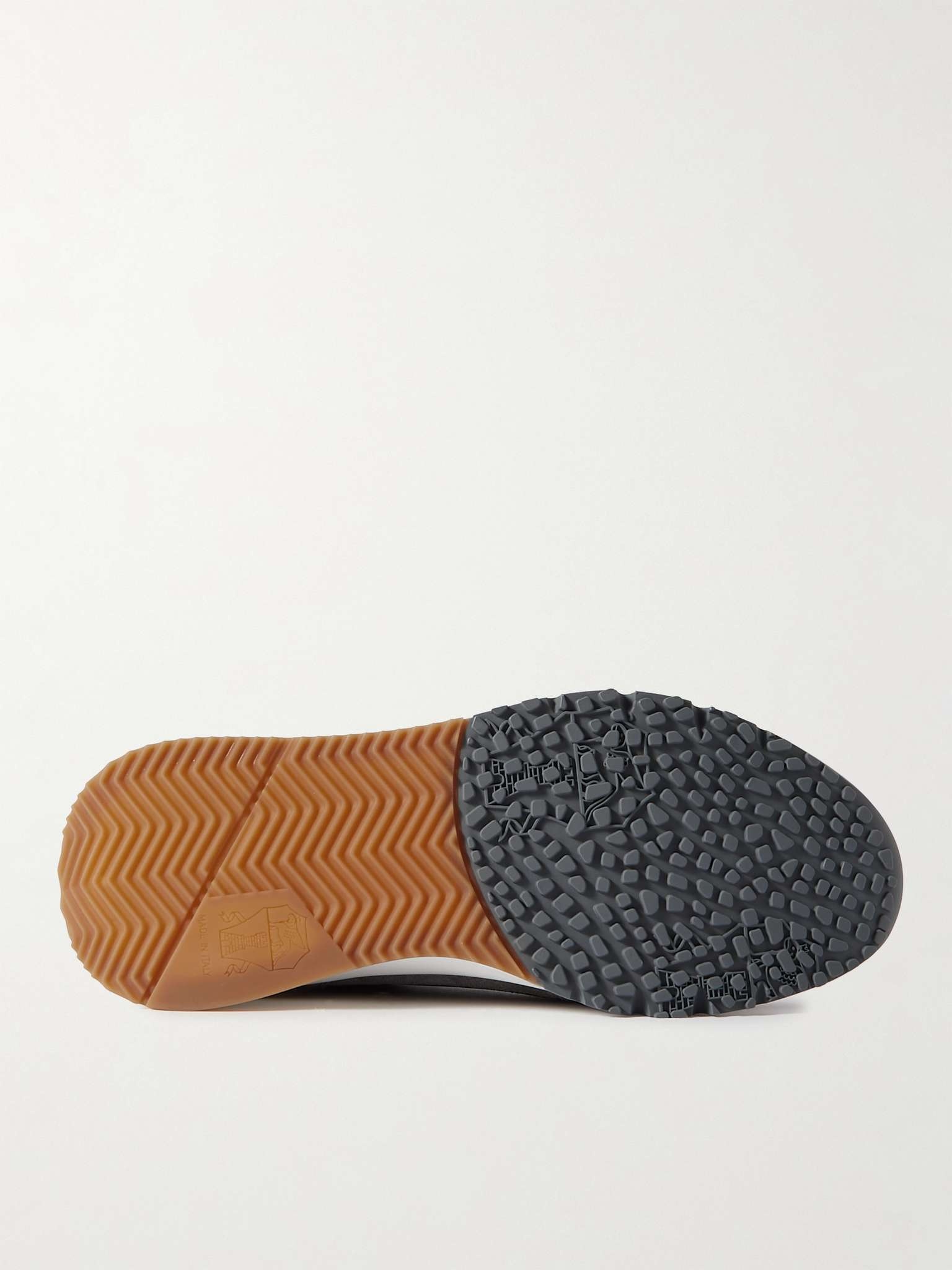 Perforated Leather and Suede Sneakers - 3