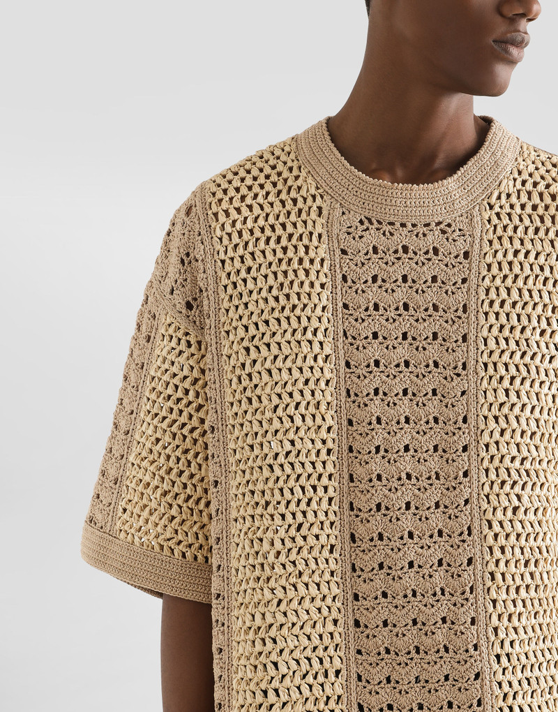 Round-neck cotton and viscose crochet top 4