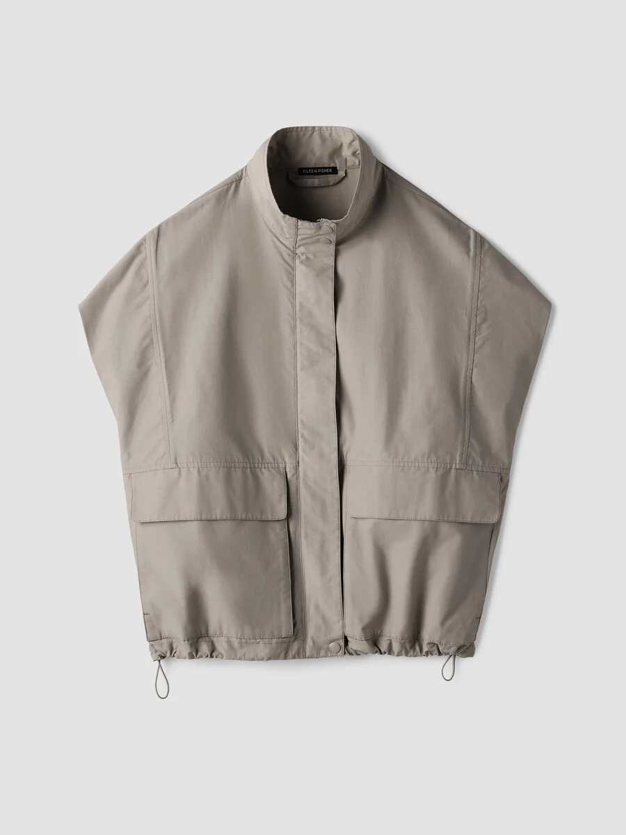 Light Cotton Nylon High Collar Vest - 1