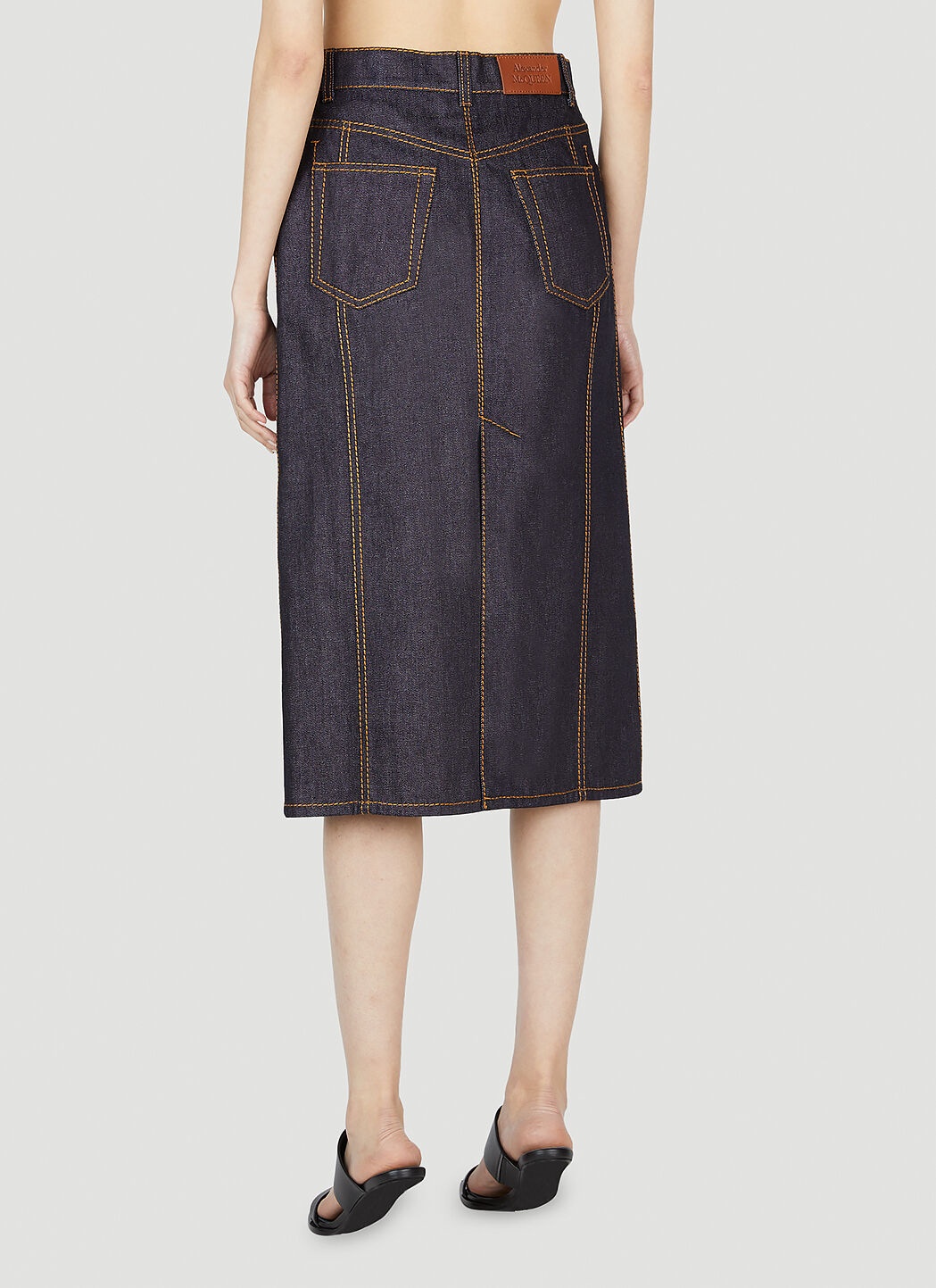 Contrast Stitching Denim Skirt - 4