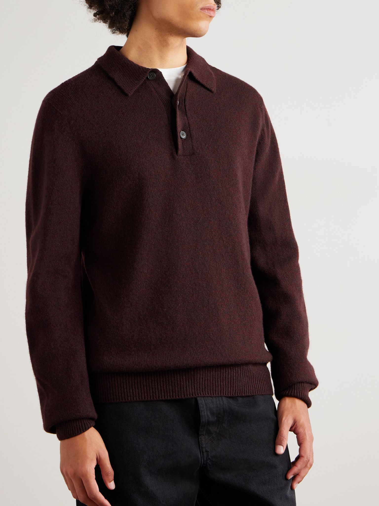 Wool Polo Shirt Brown - 3