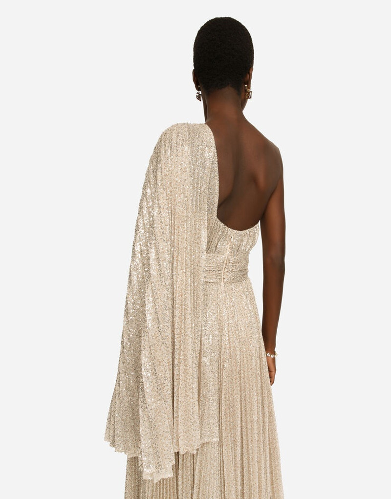 Long one-shoulder dress with multi-colored sequins 5