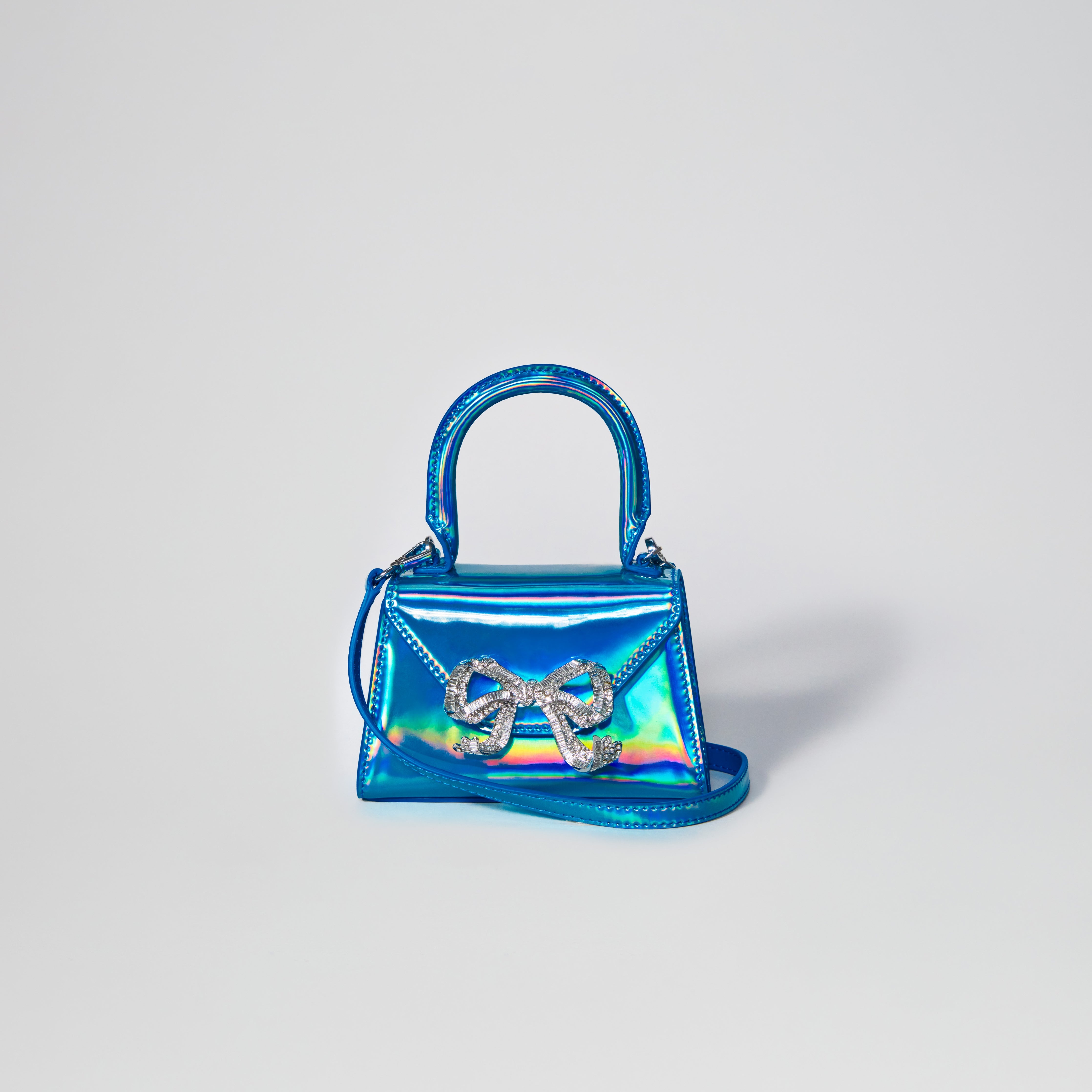 Blue Metallic Bow Envelope Micro Bag - 5