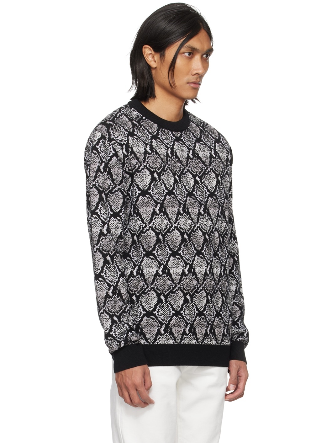 Black & Gray Snakeskin Sweater - 2