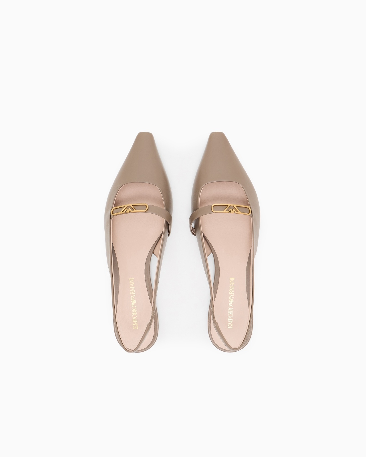 NAPPA-LEATHER SLINGBACK BALLERINAS WITH EAGLE PLATE - 3