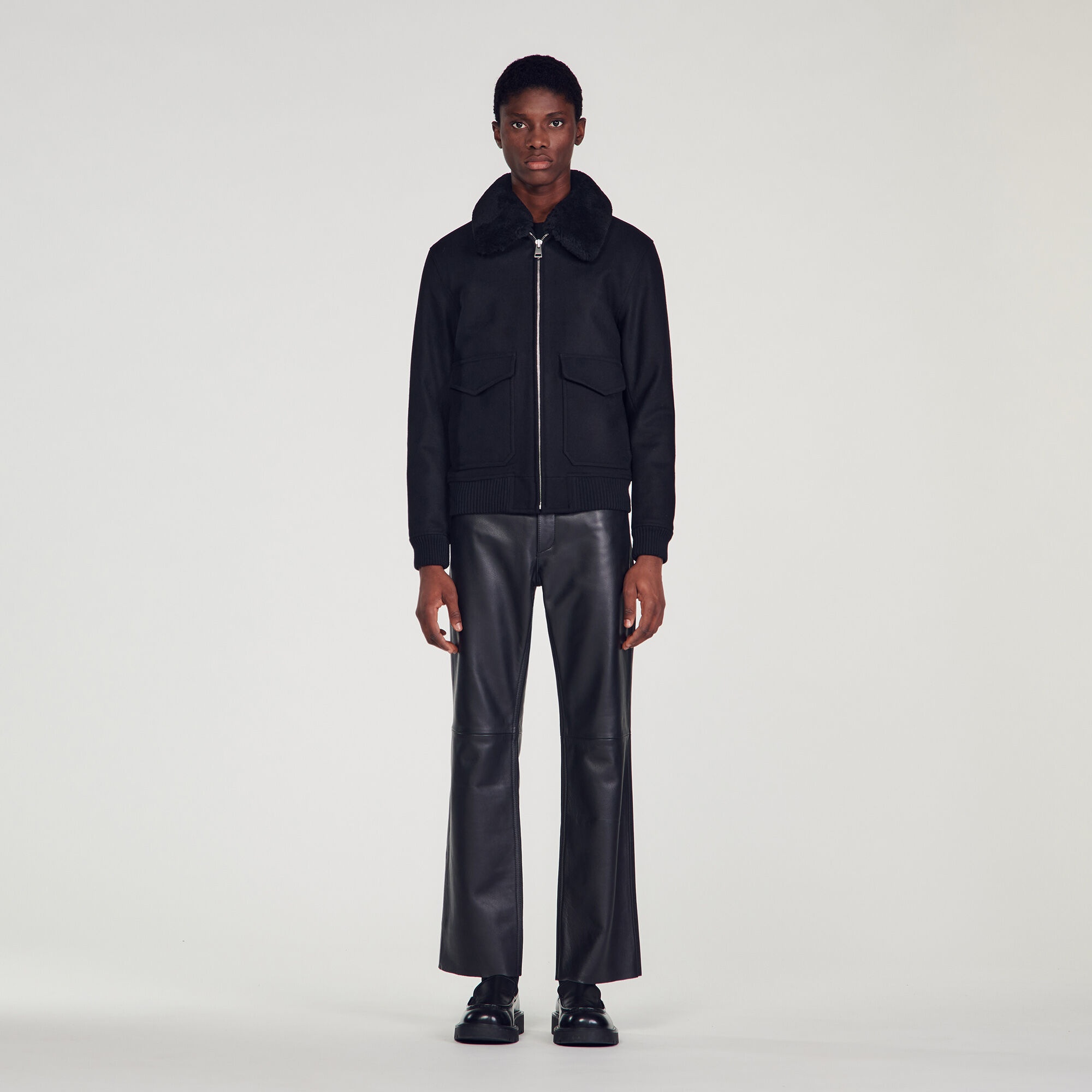 AVIATOR JACKET WITH SHEEPSKIN COLLAR - 3