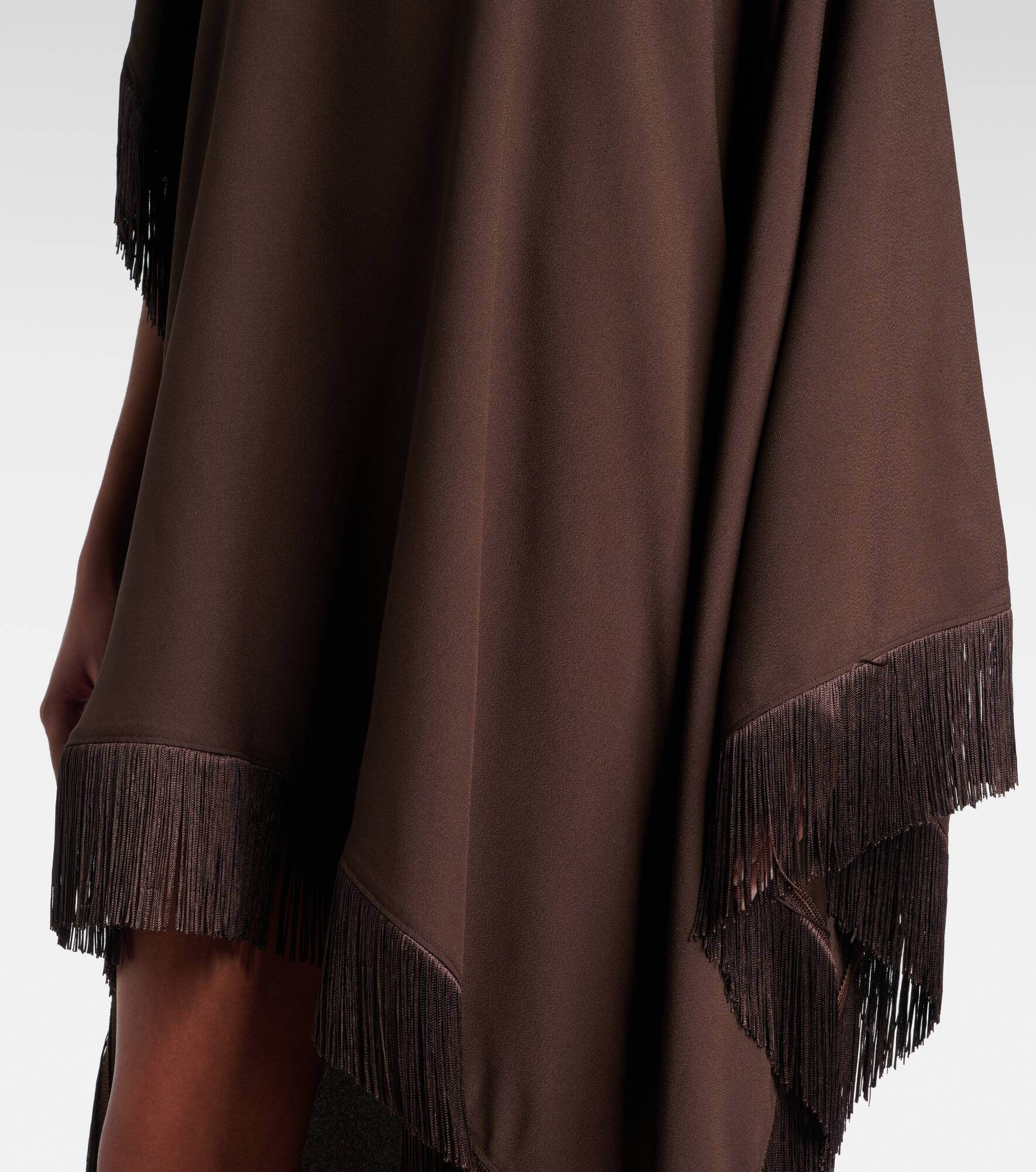 New Age fringed asymmetric satin kaftan - 5