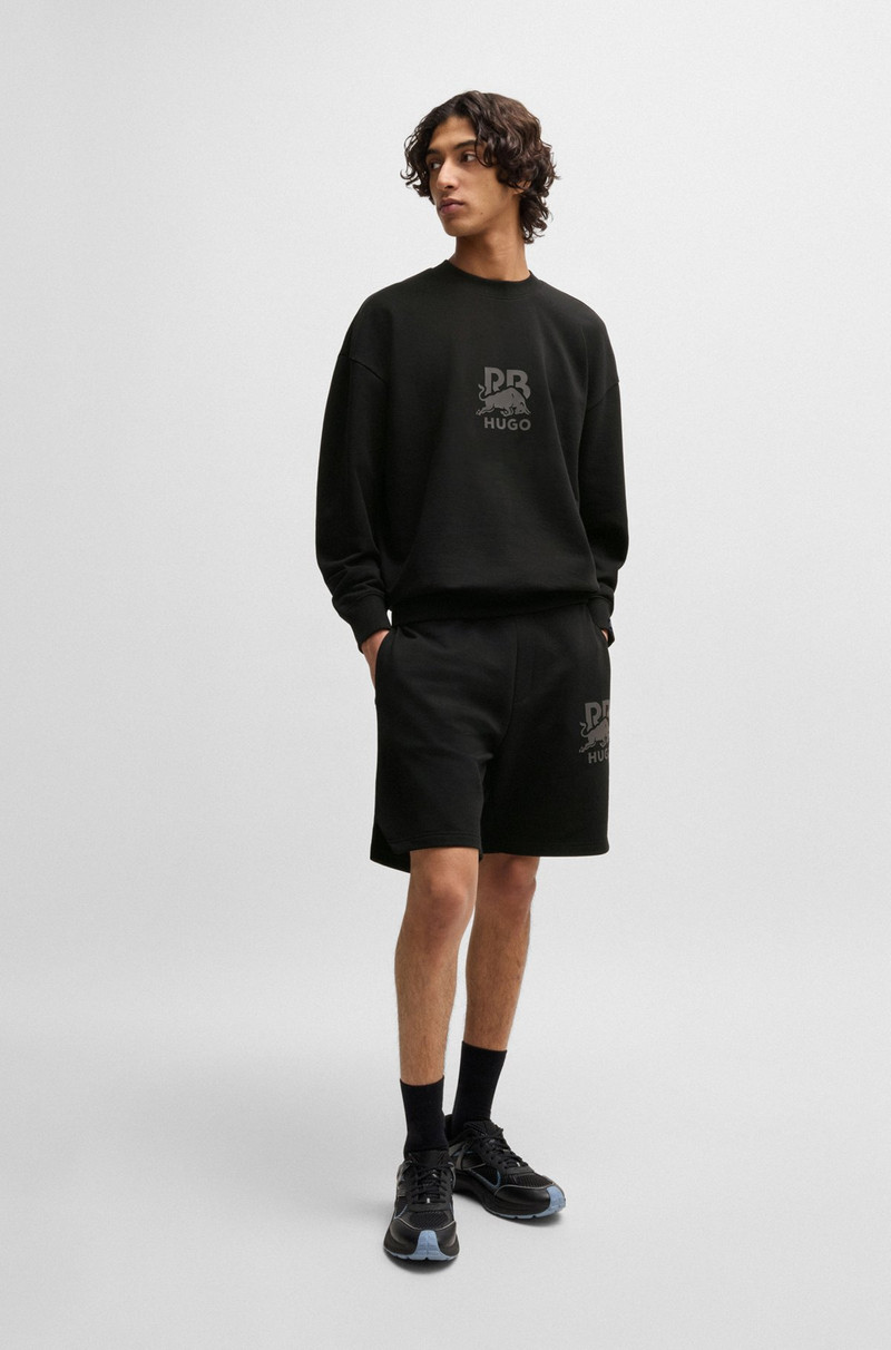 HUGO HUGO X RB COTTON-TERRY SHORTS WITH CARBON STEALTH LOGO outlook
