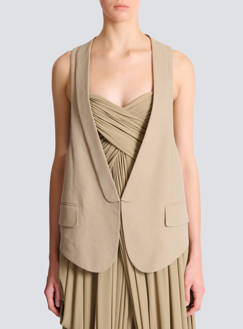 Asymmetrical cotton gabardine vest 5