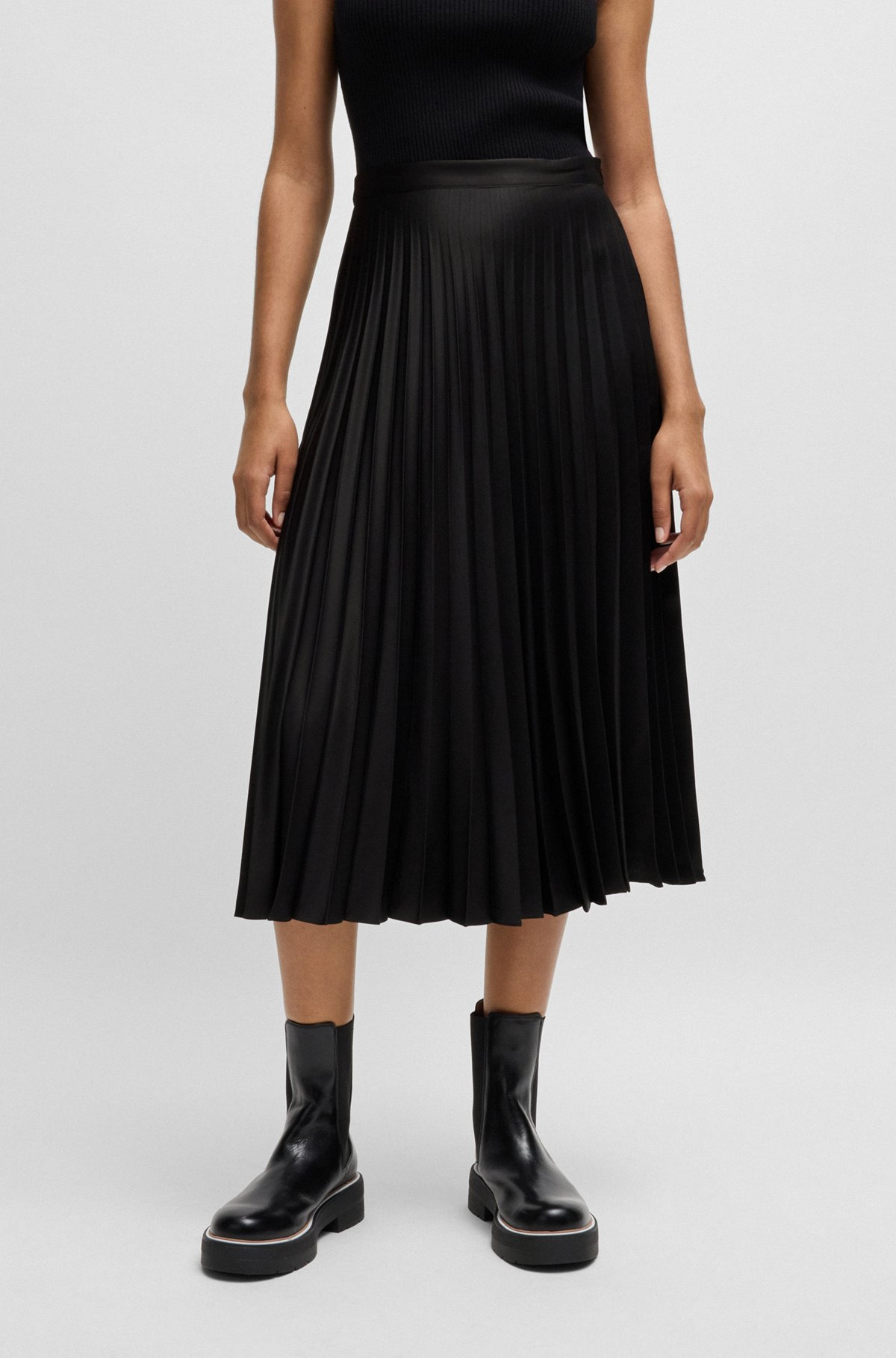 PLISSÉ MAXI SKIRT IN SATIN TWILL - 2
