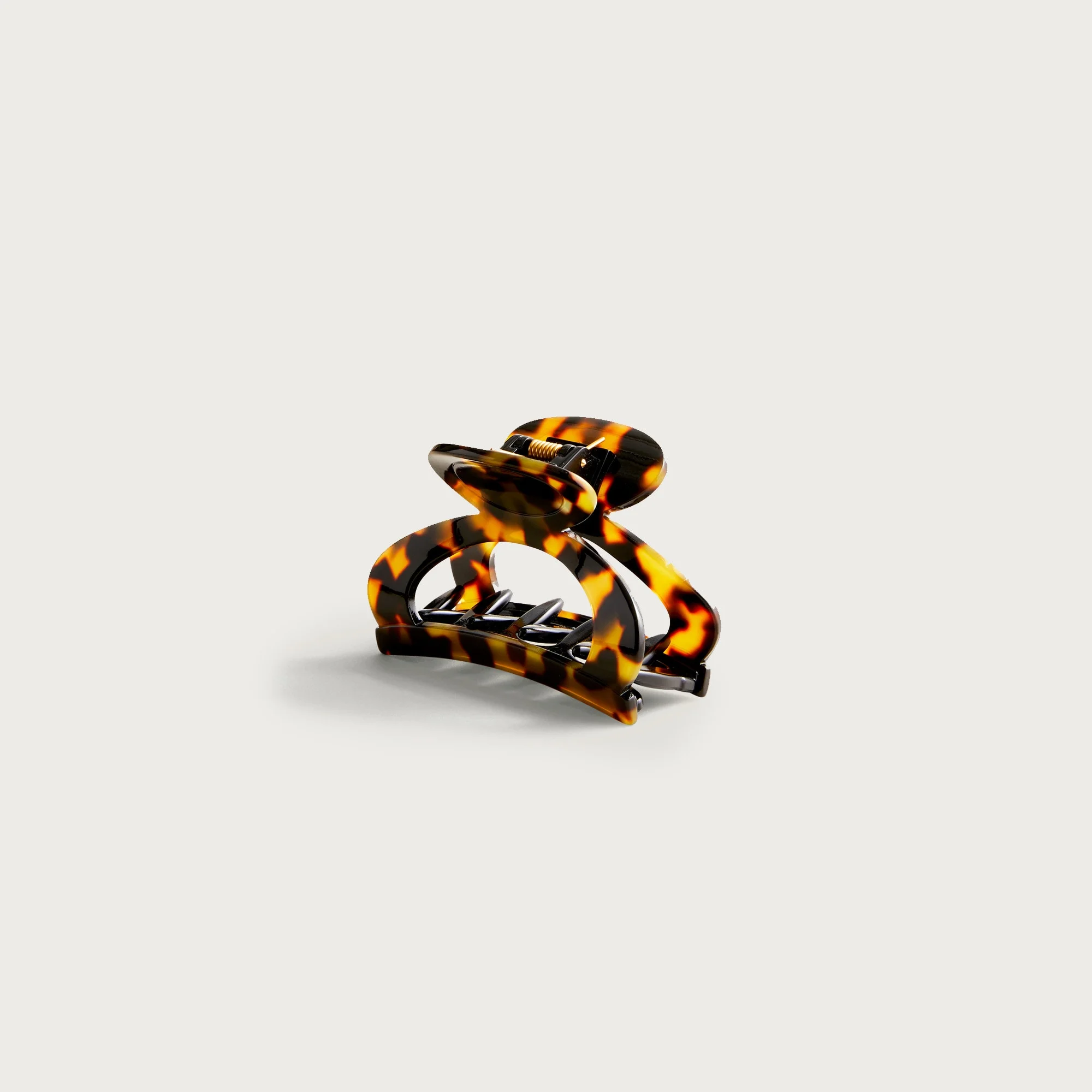 Rounded open-sided hair clip in Italian tortoise - 1