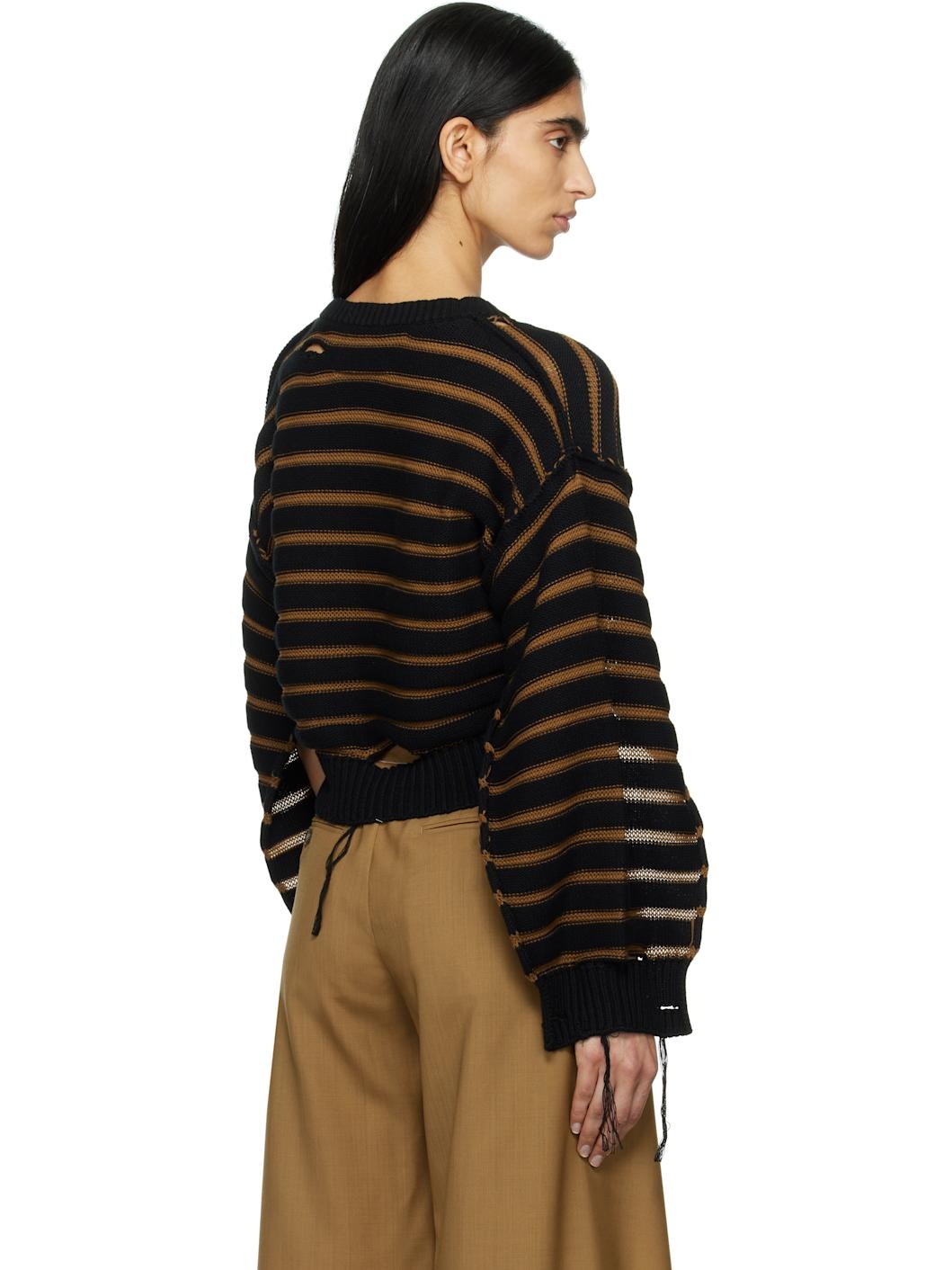Black & Brown Mariniere Crewneck Sweater - 3