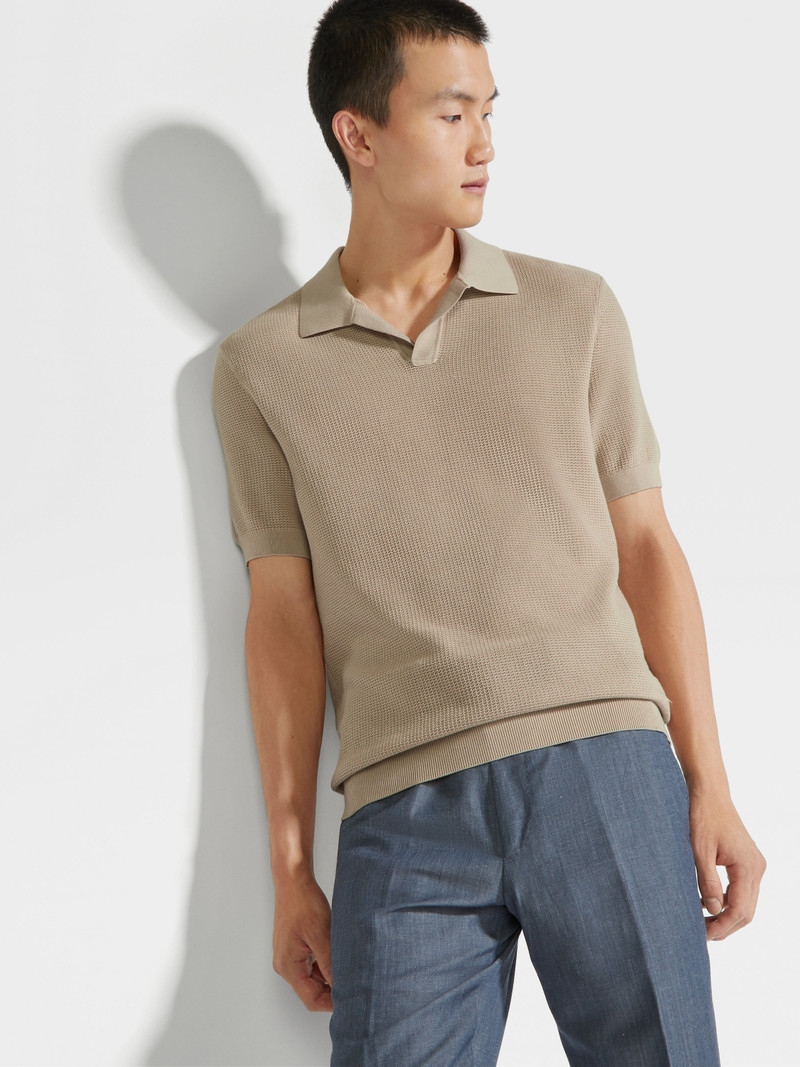 LIGHT BEIGE PREMIUM COTTON POLO SHIRT 3