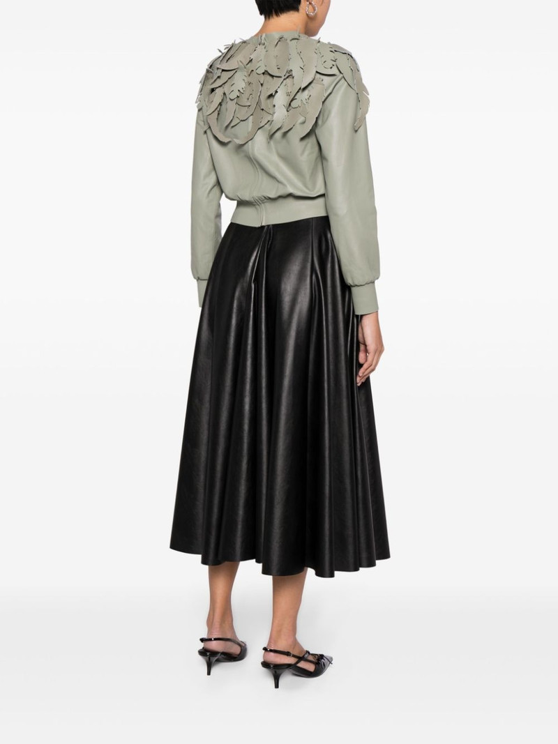 UNDERCOVER leaf-embroidered leather sweatshirt outlook