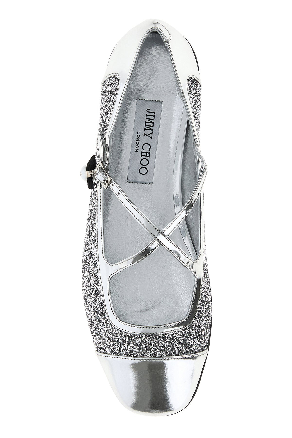 Silver leather and fabric Eleri ballerinas - 4