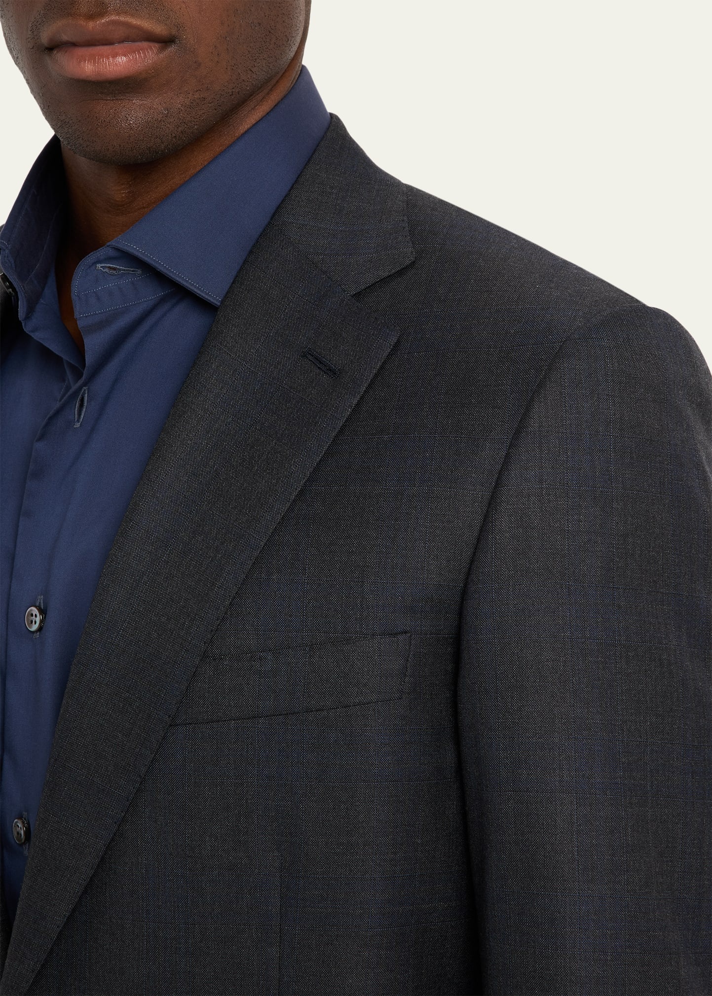 Men's Wool and Silk Tonal Check Two-Piece Suit - 5