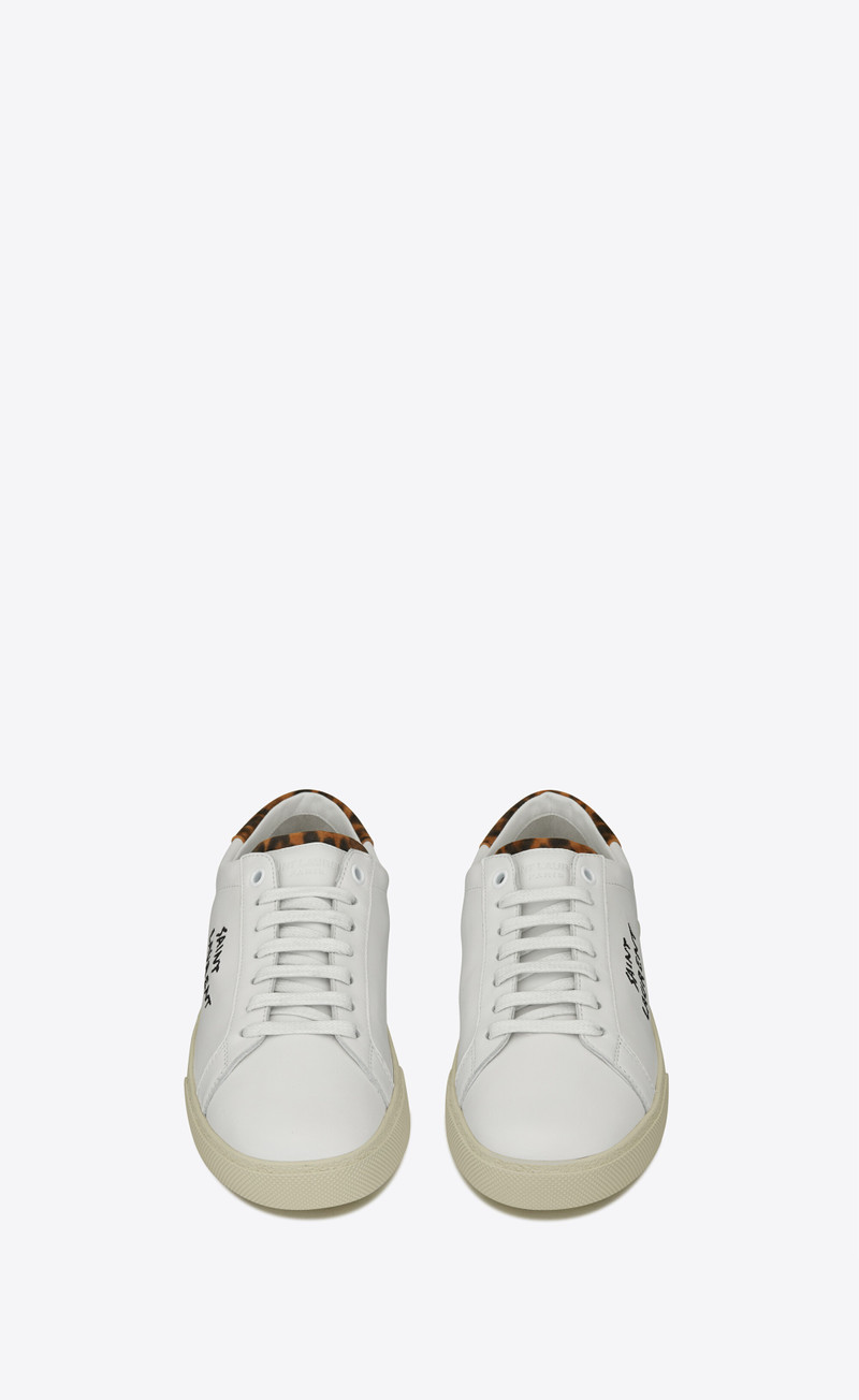 SAINT LAURENT court classic sl/06 embroidered sneakers in smooth leather and leopard-print suede outlook