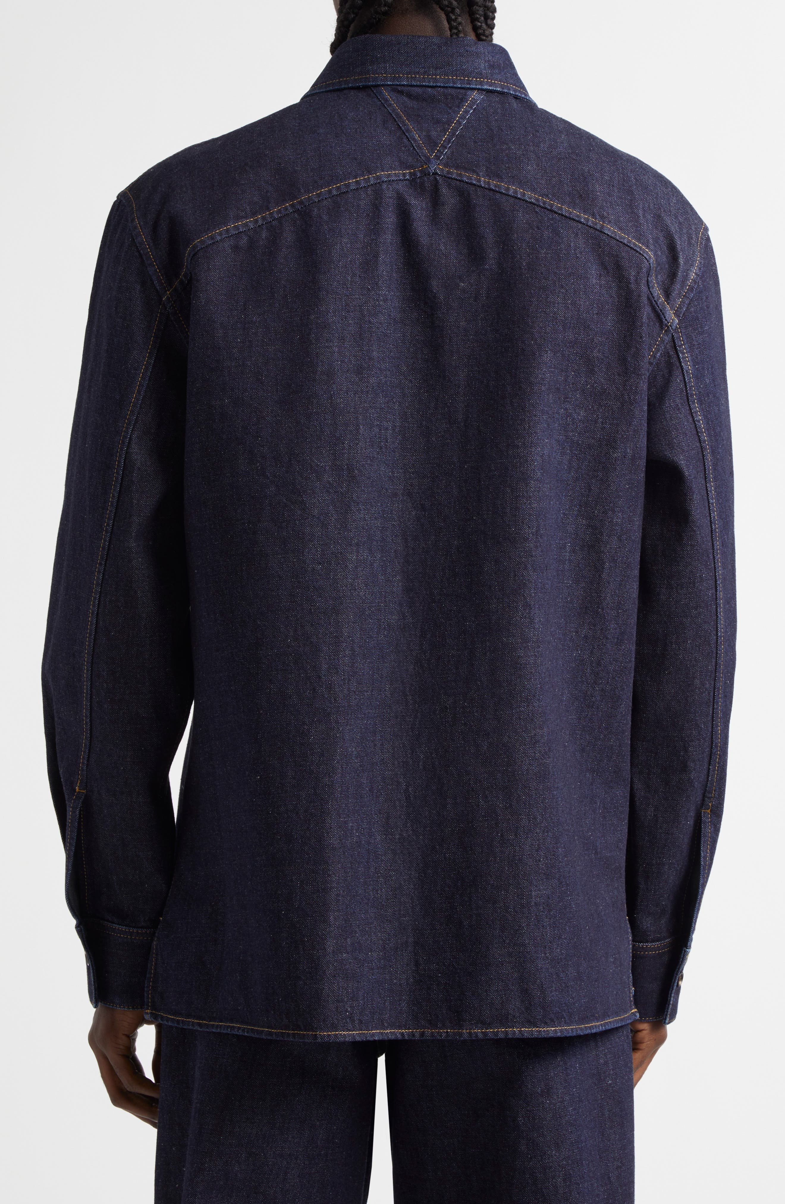 Bottega Veneta Cotton Denim Button-Up Shirt in 4245 Indigo at Nordstrom - 3