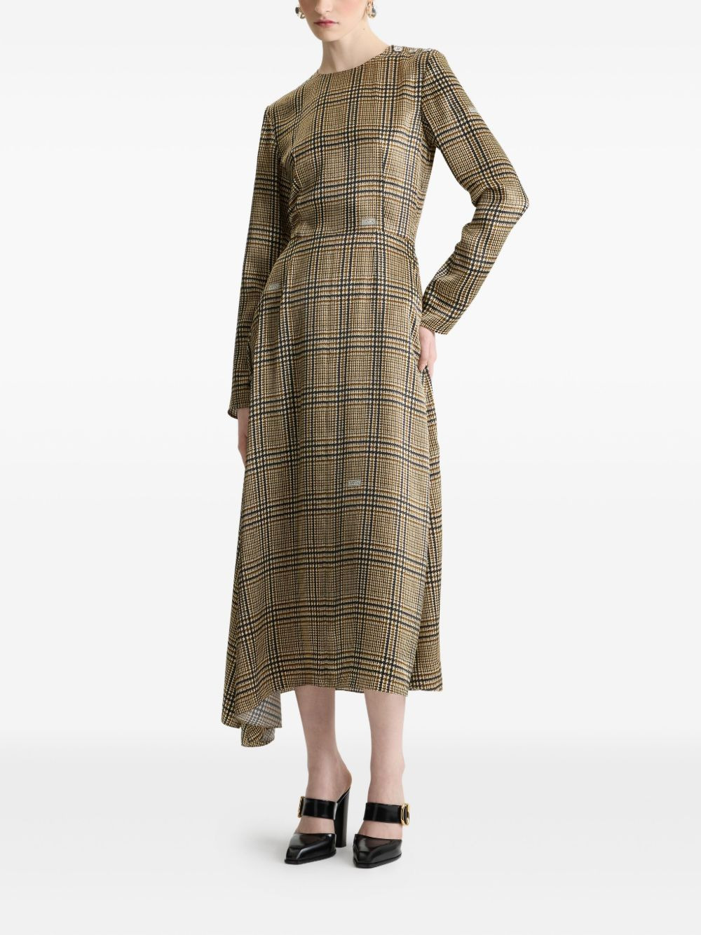 asymmetric check-print dress - 2