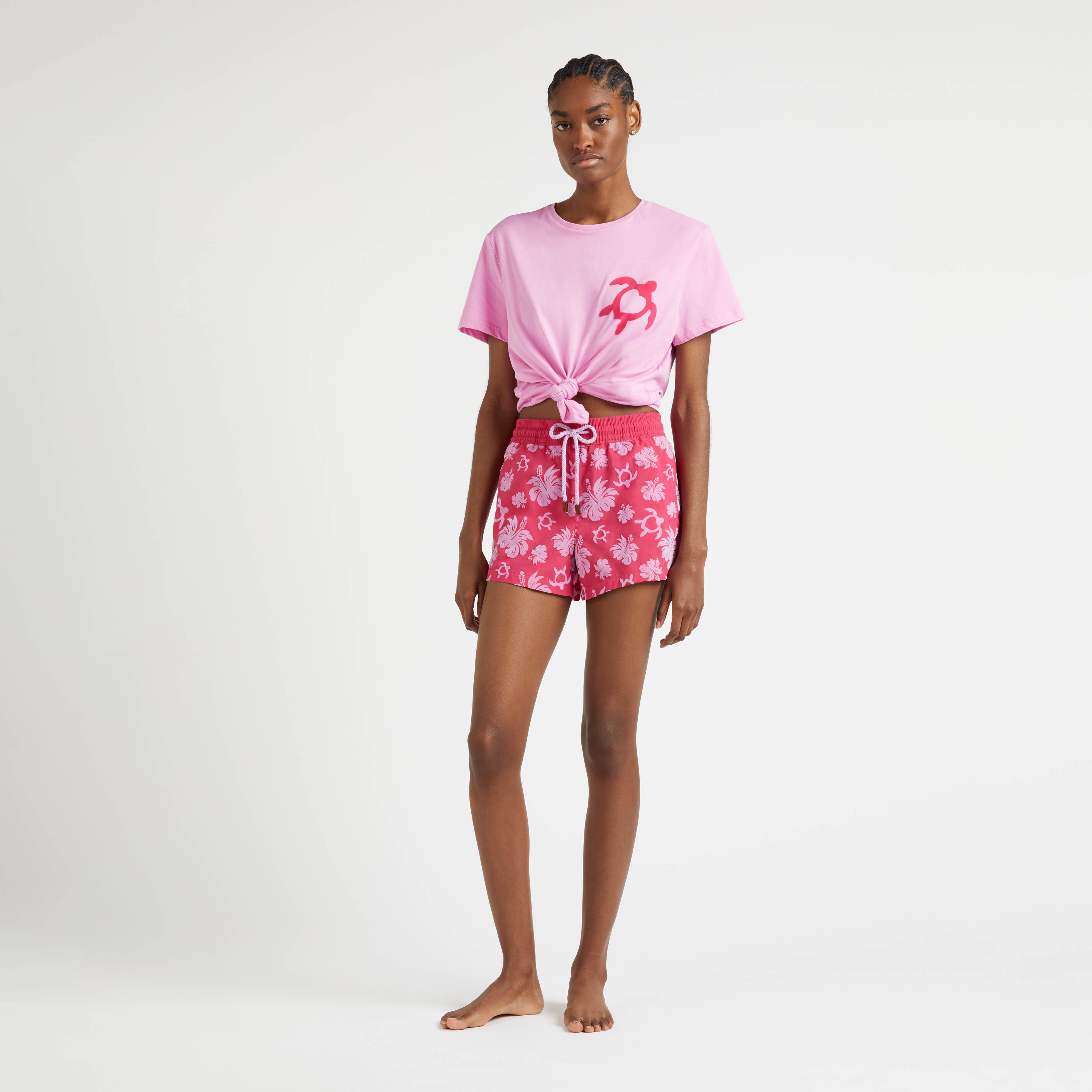 Organic Cotton T-shirt Flocked Turtle Heart Tahiti - 6