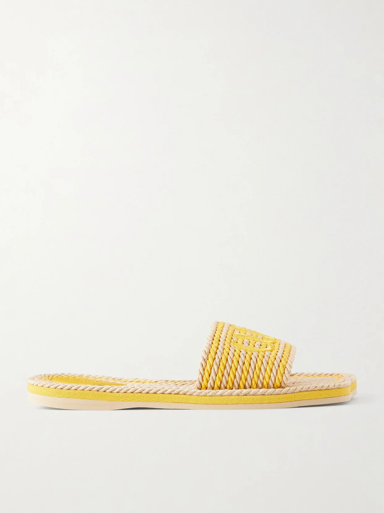 Embroidered Striped Cord Slides - 1