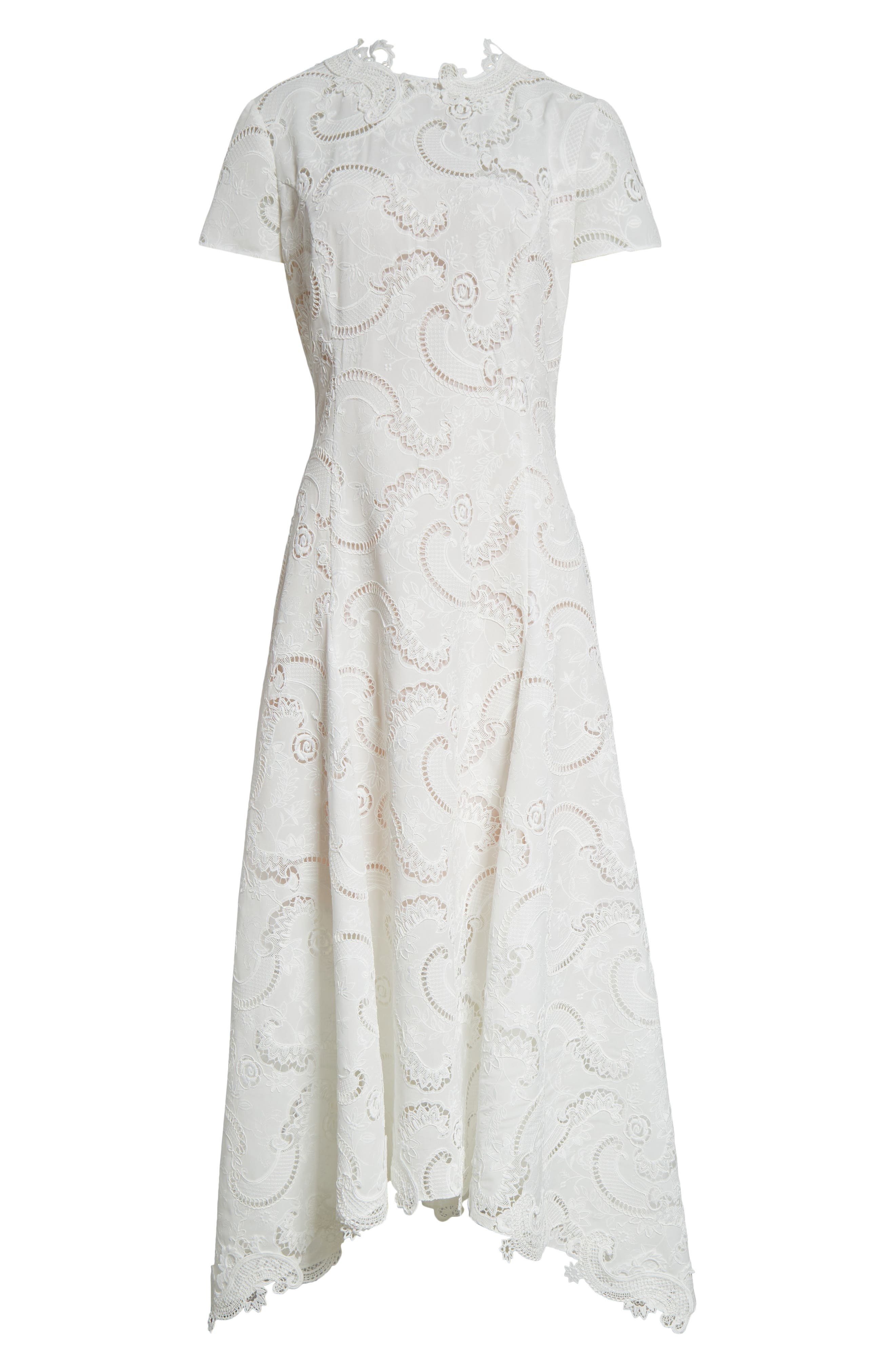 Oscar de la Renta Scroll Guipure Lace Dress in White at Nordstrom - 5