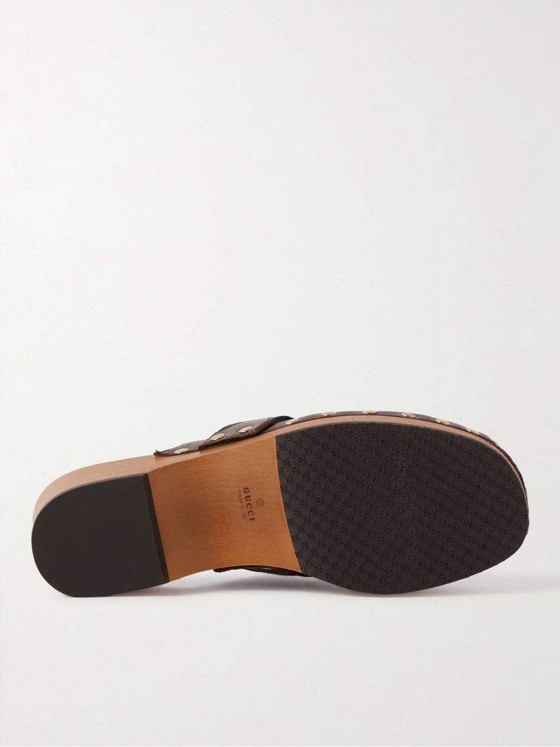 Horsebit Webbing-Trimmed Leather Clogs 6