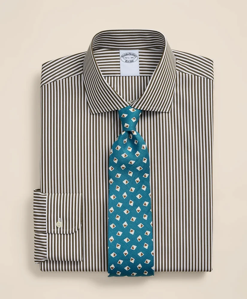 Pure Supima® Cotton Regular-Finish English Spread Collar, Stripe Dress Shirt - 1