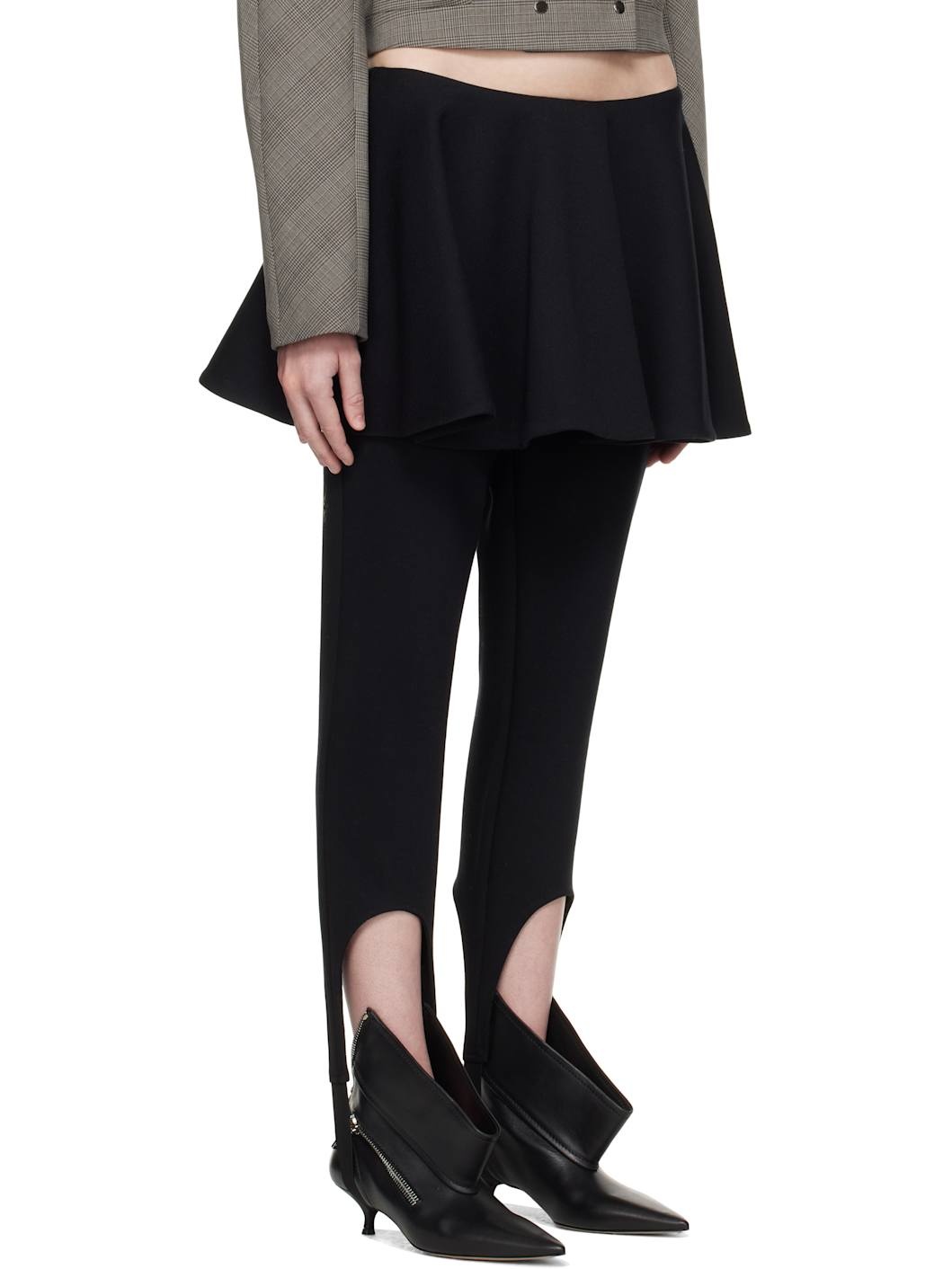 Black Ashlyn Stirrup Skirt Leggings - 2