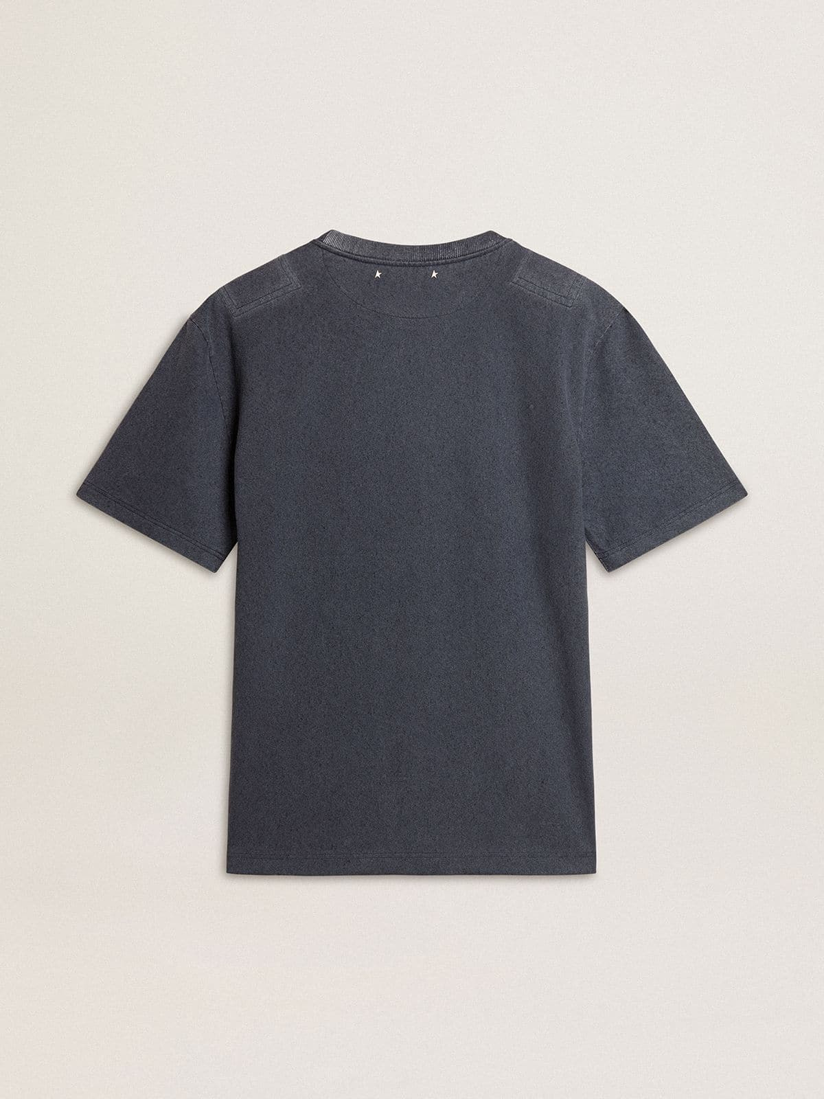 Men's blue T-shirt with white print - 6