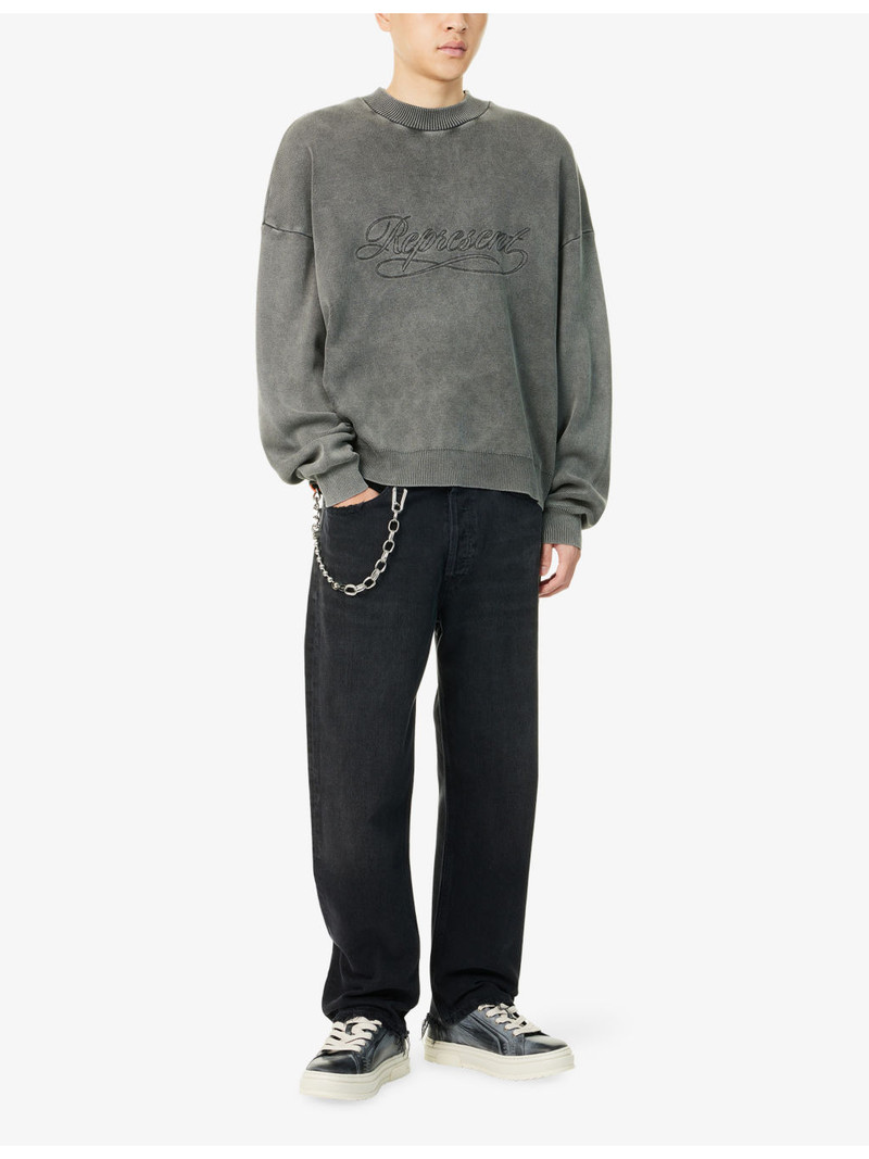 REPRESENT Stamped Faded-Wash Knitted Jumper outlook