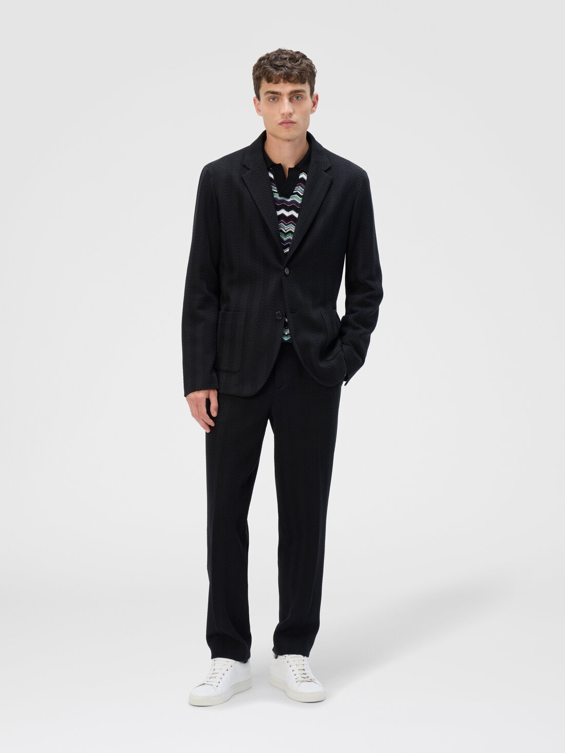Straight Pants with Zigzag Pattern - 2