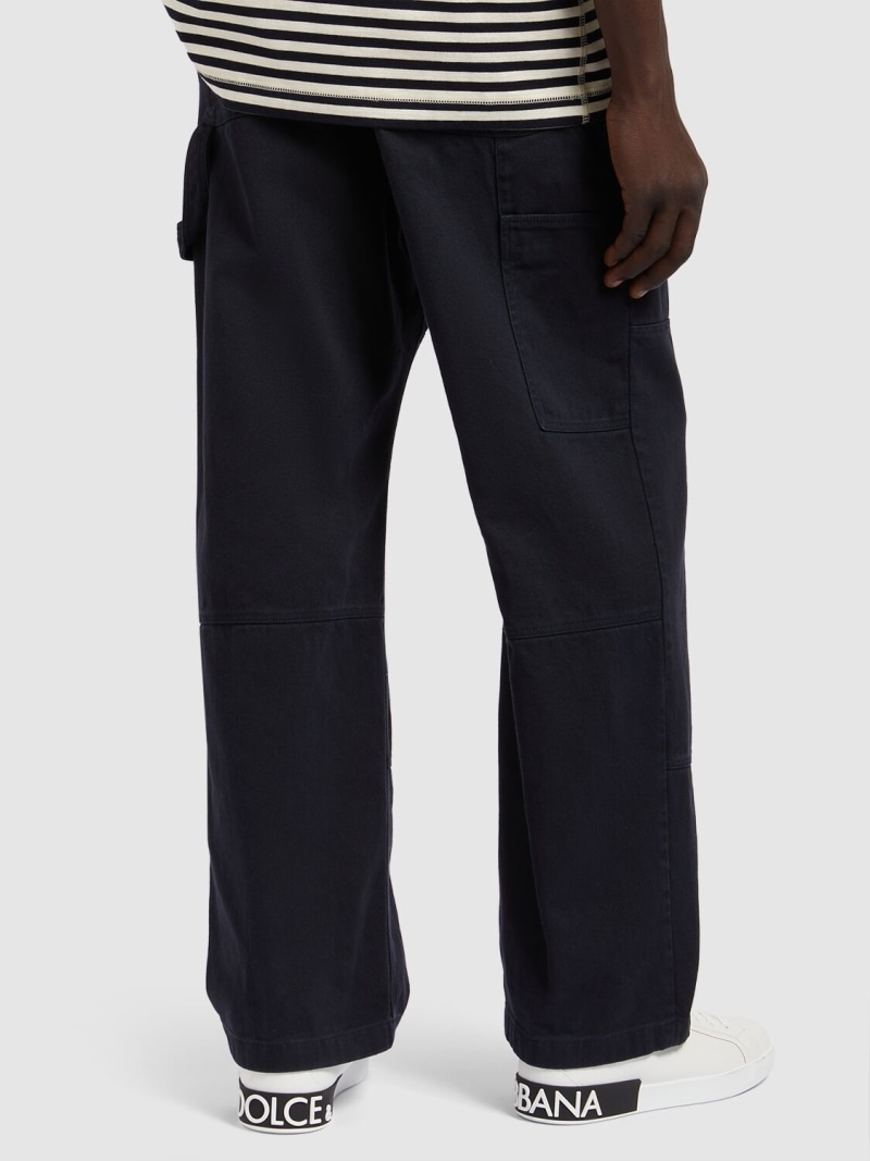 Wide cotton gabardine worker pants - 3