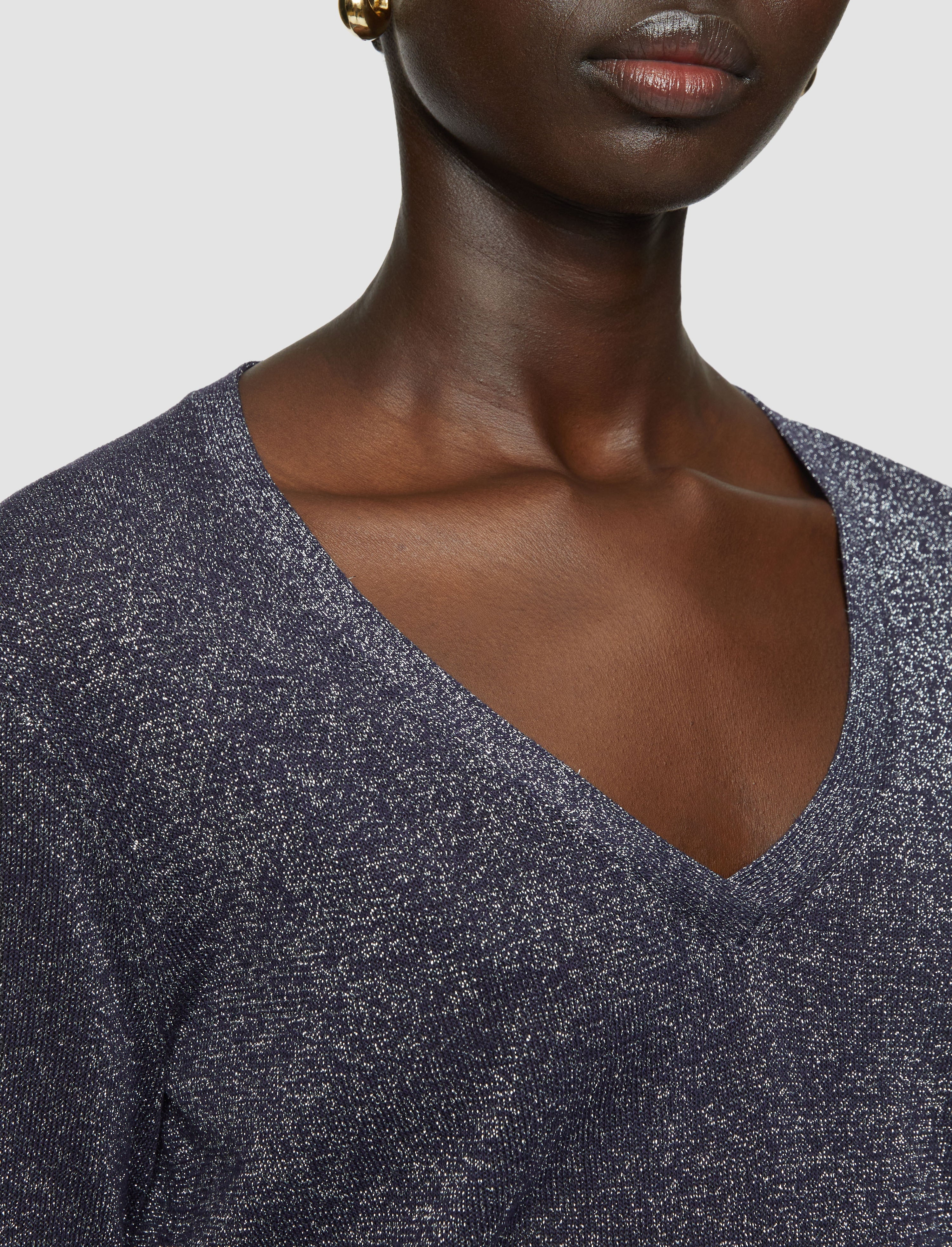 Lurex Knit V Neck Jumper - 5