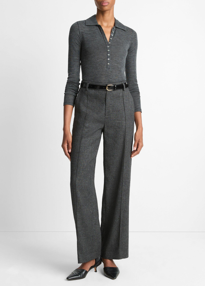 Wool Long-Sleeve Polo Top 4